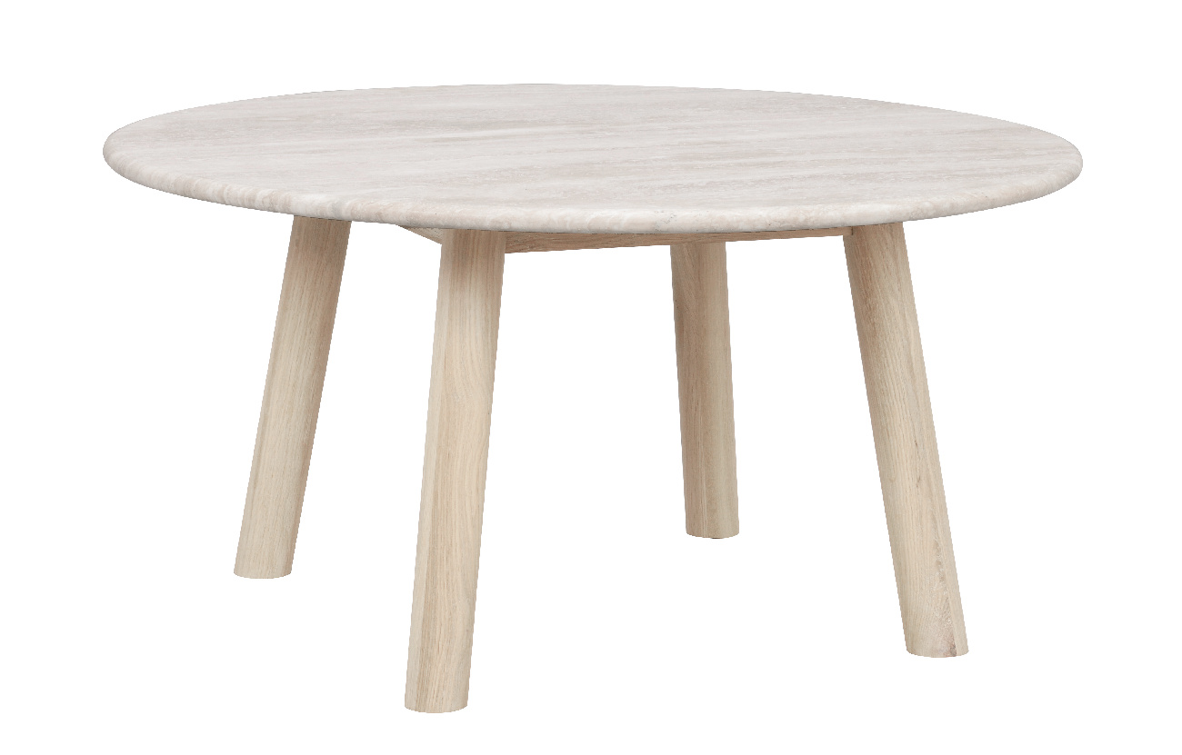 Couchtisch Taransay, 90x90x45cm, Beige / Weiß pigmentiert
