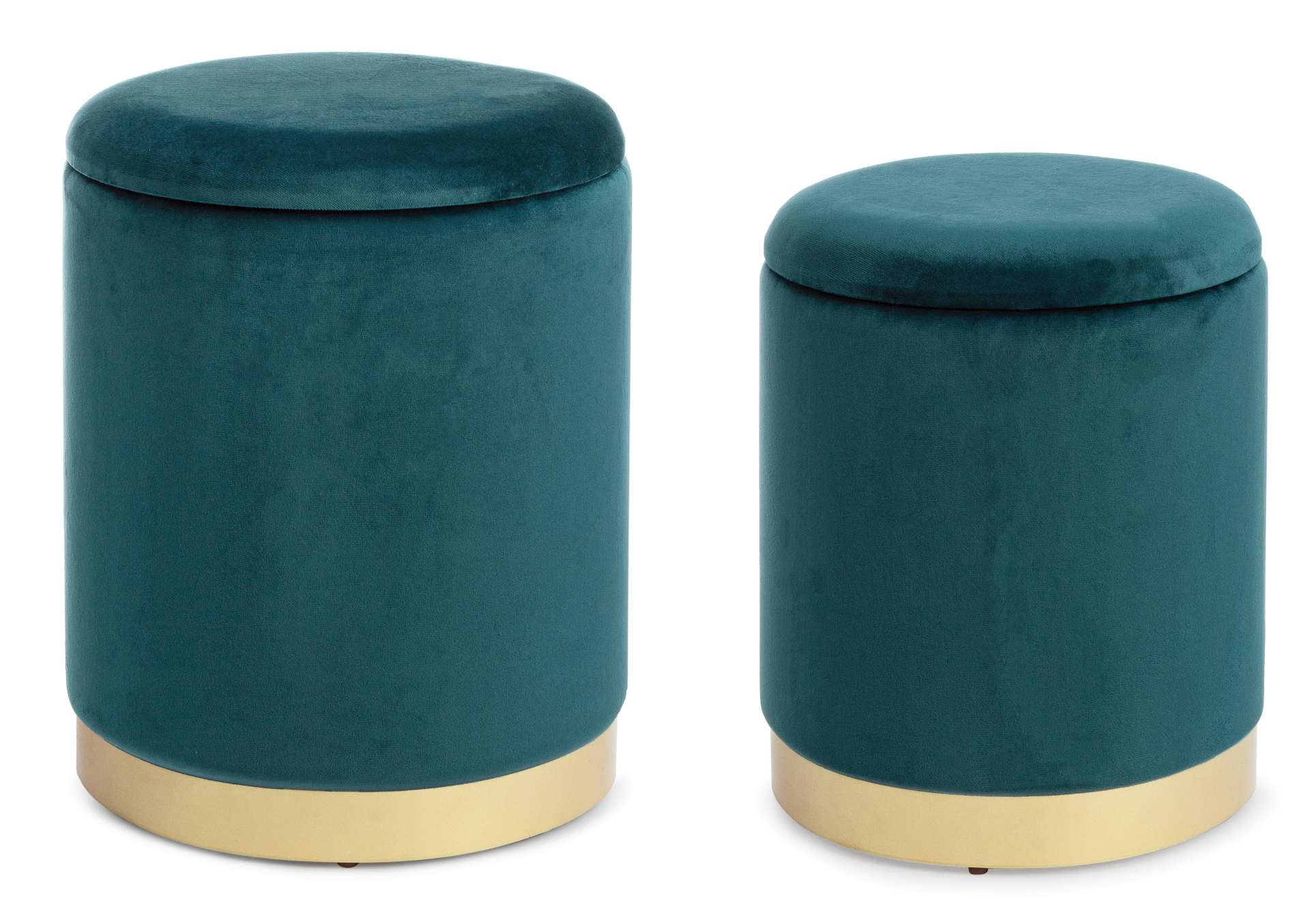 Pouf Polina 2er-Set in Samt-Optik, Blau