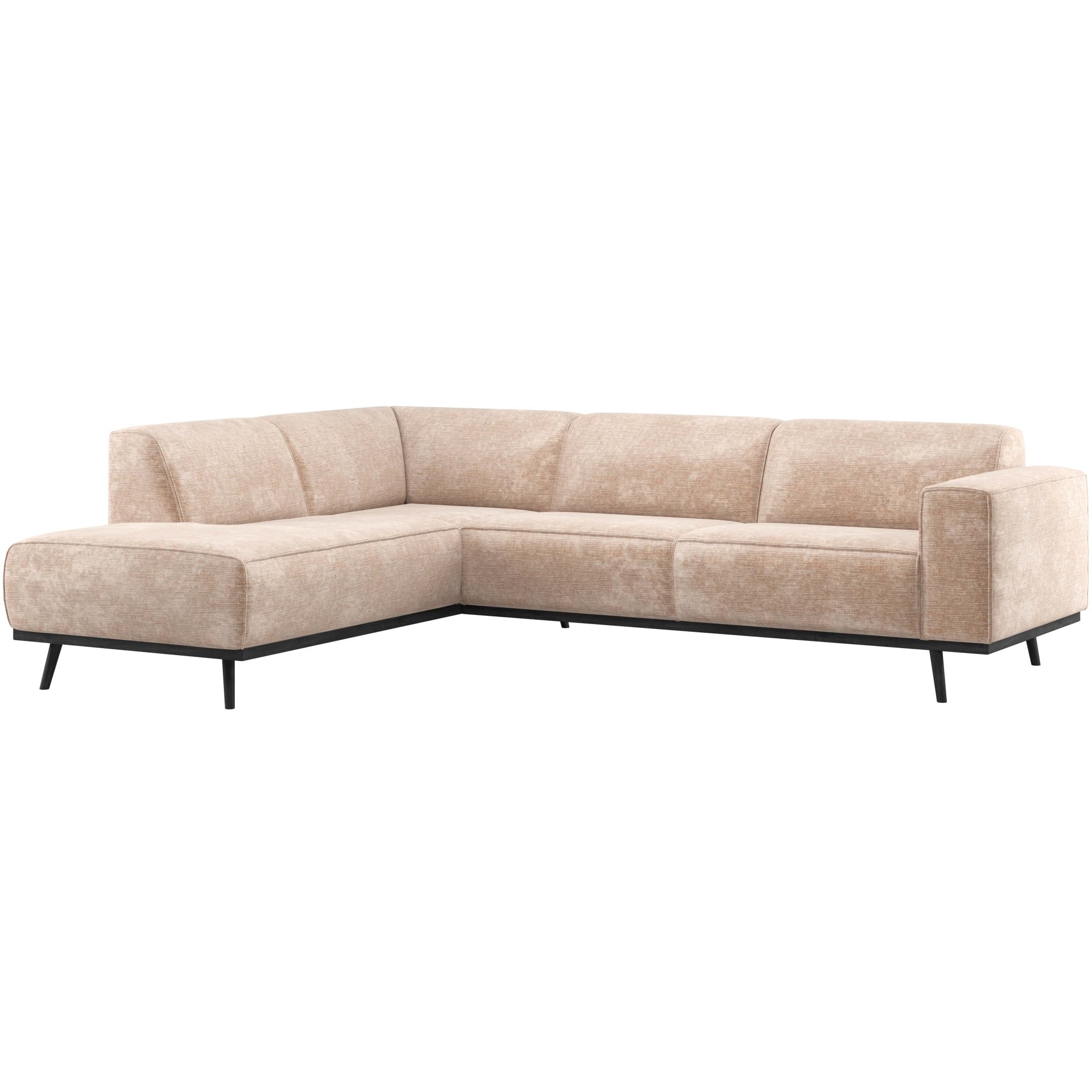 Ecksofa Statement Links - Chenille-Samt, Natur