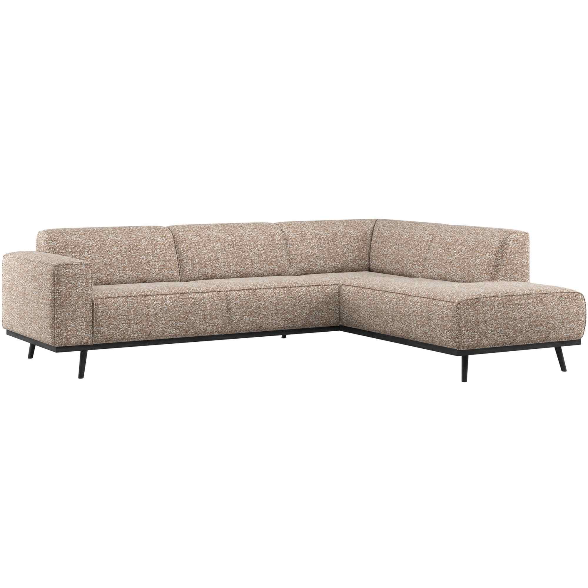 Ecksofa Statement Rechts - Melange-Stoff, Hellbraun