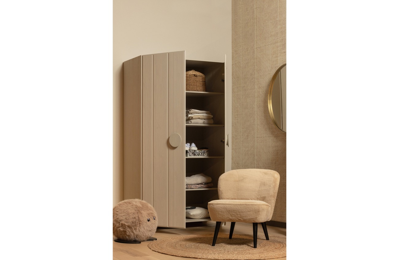 Kleiderschrank Noah aus Kiefernholz, Beige