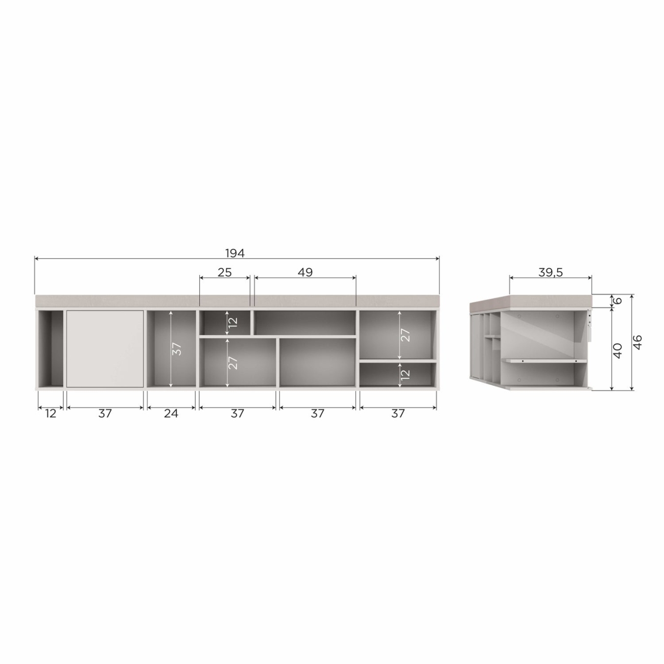 Mehrzweckschrank aus Kiefernholz, Hellgrau