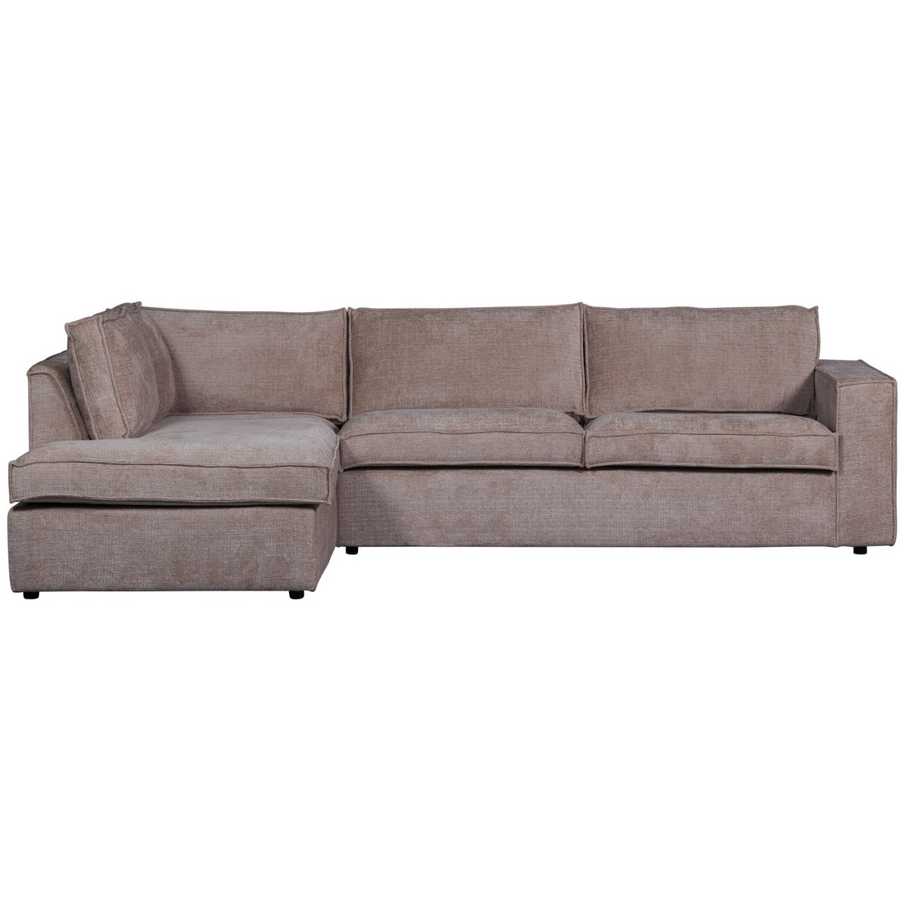 Ecksofa Hajo aus Chenille-Stoff Links, Taupe