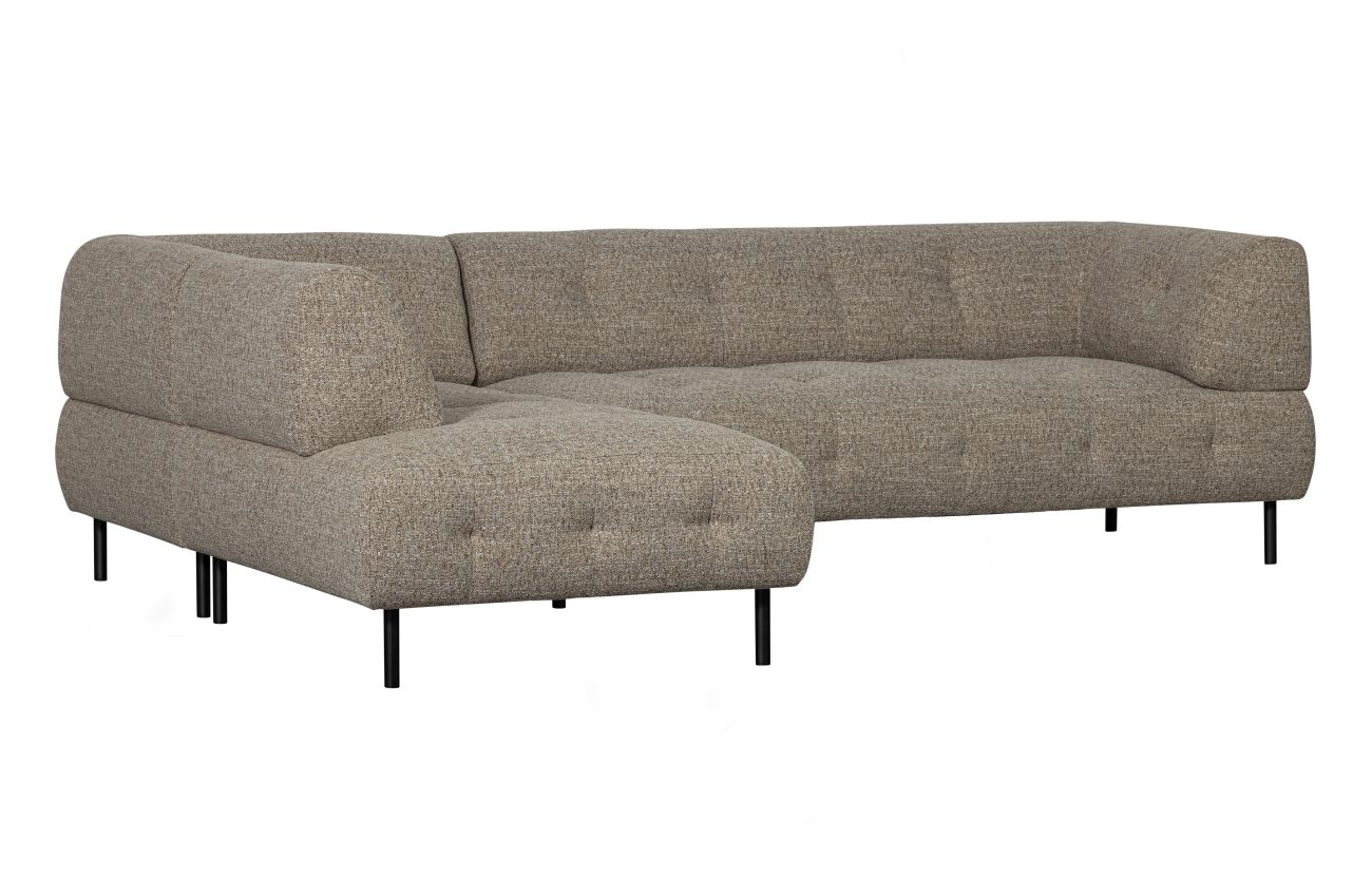 Ecksofa Lloyd aus grobmaschigen Stoff Links, Braun