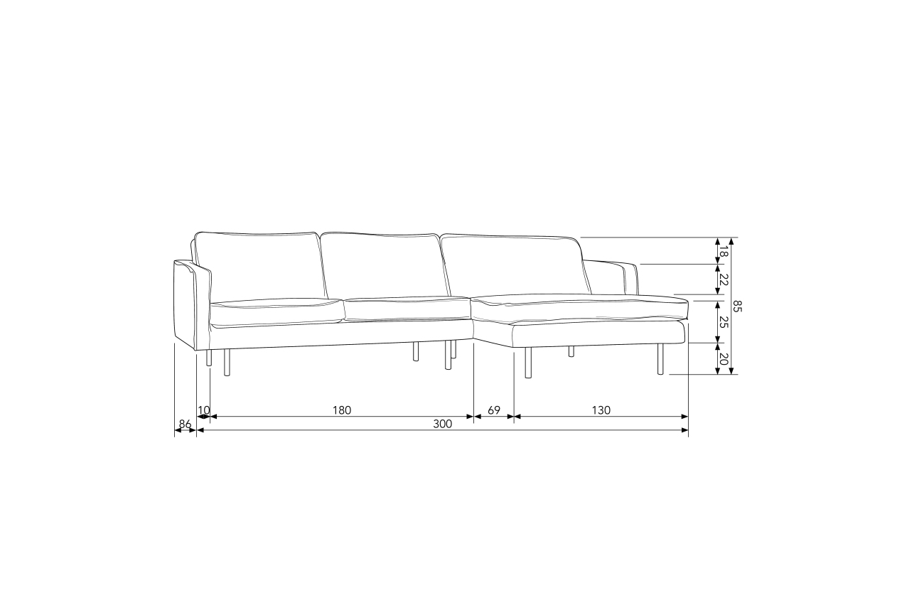 Ecksofa Rodeo Chaiselongue Samt rechts, Kaki