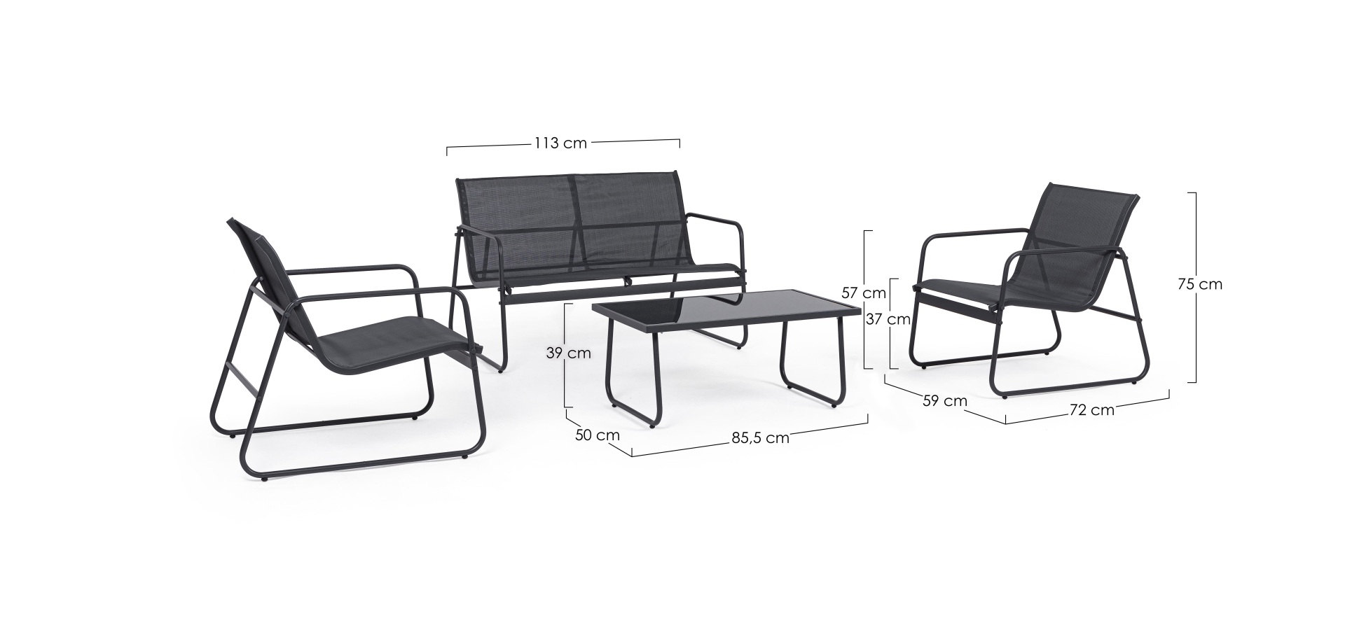 Gartenlounge Markus 4er-Set, Anthrazit