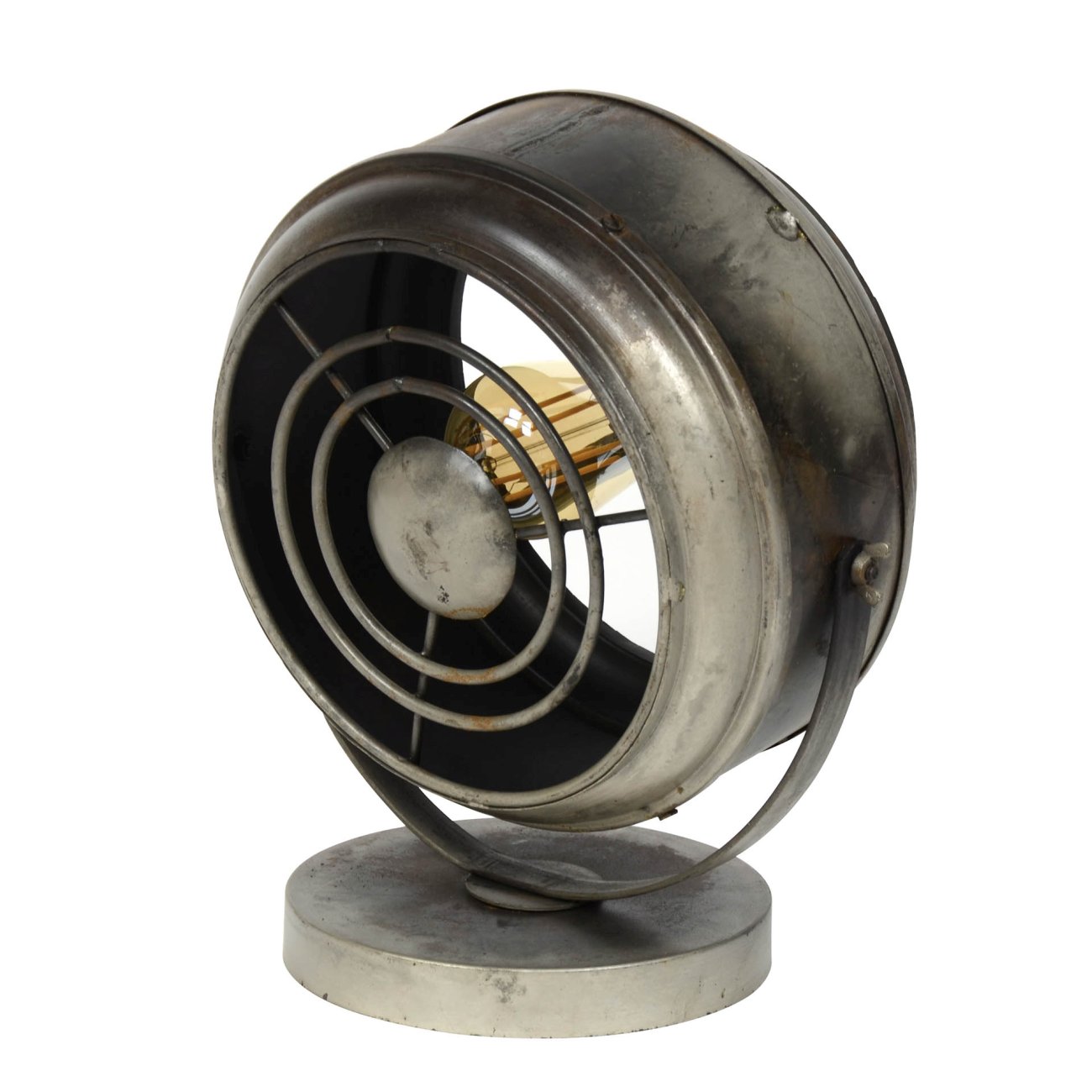 Runde Tischleuchte Amalthi - Metall Antiksilber, Ø 25 cm, inkl. LED