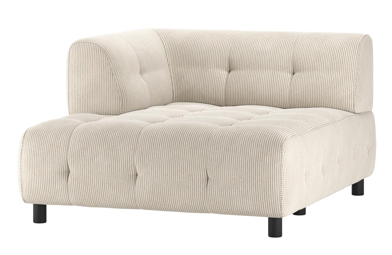 Modulsofa Louis Chaiselongue aus Rippstoff Links, Creme