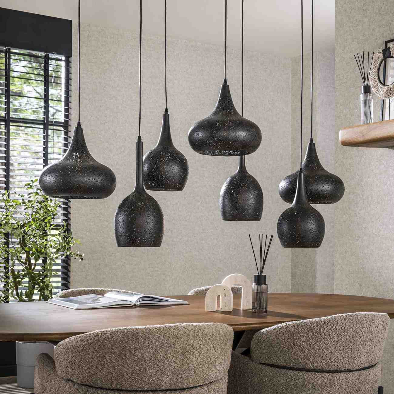 Hängeleuchte Neptune, 7-flammig - Metall Artic-Schwarz, inkl. LED