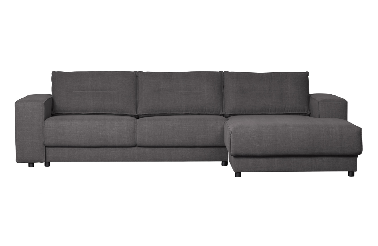 Chaiselongue Randy aus Leinenstoff Rechts, Anthrazit