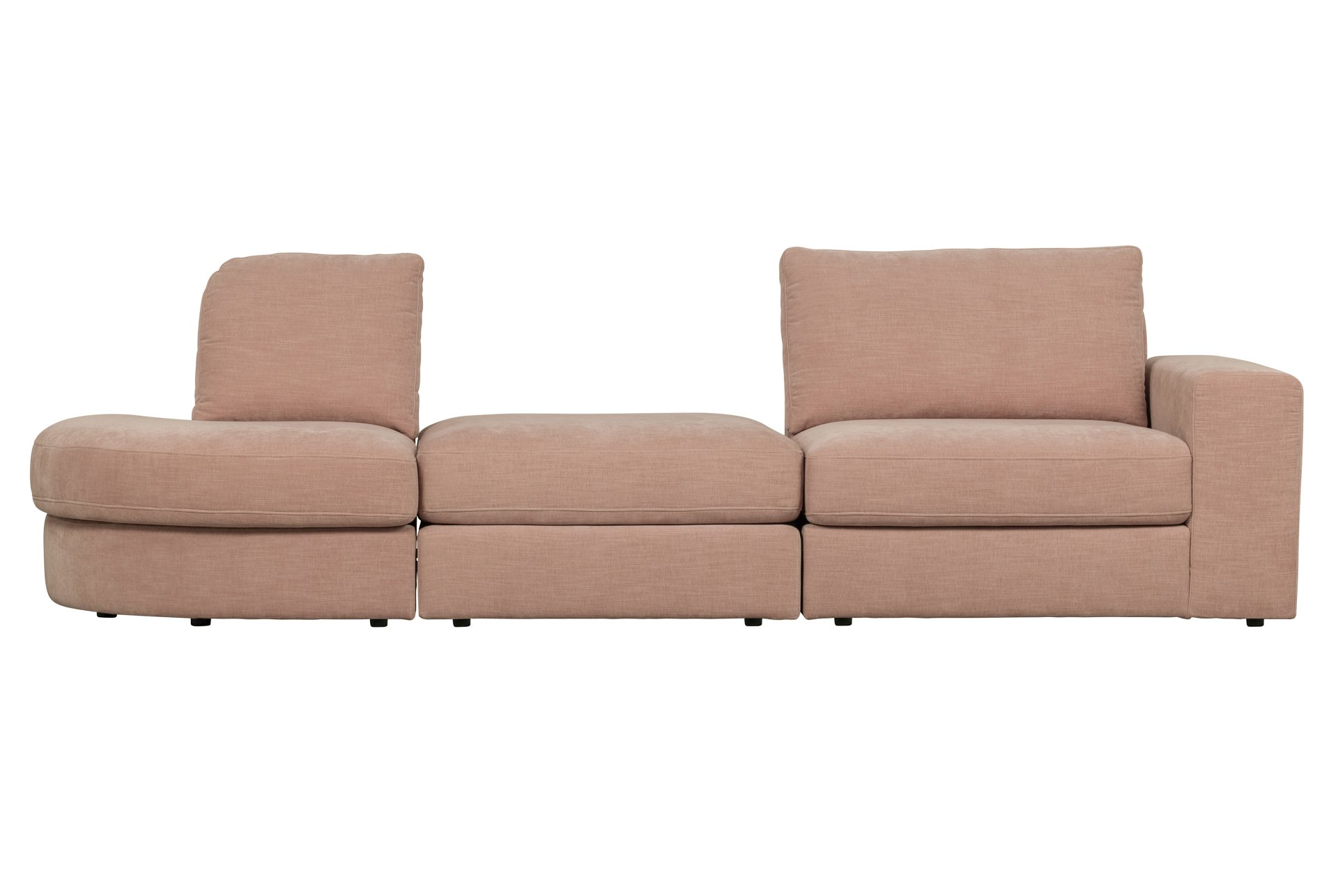 Modulsofa Family 1-Seat Eck-Element Rund Links, Rosa