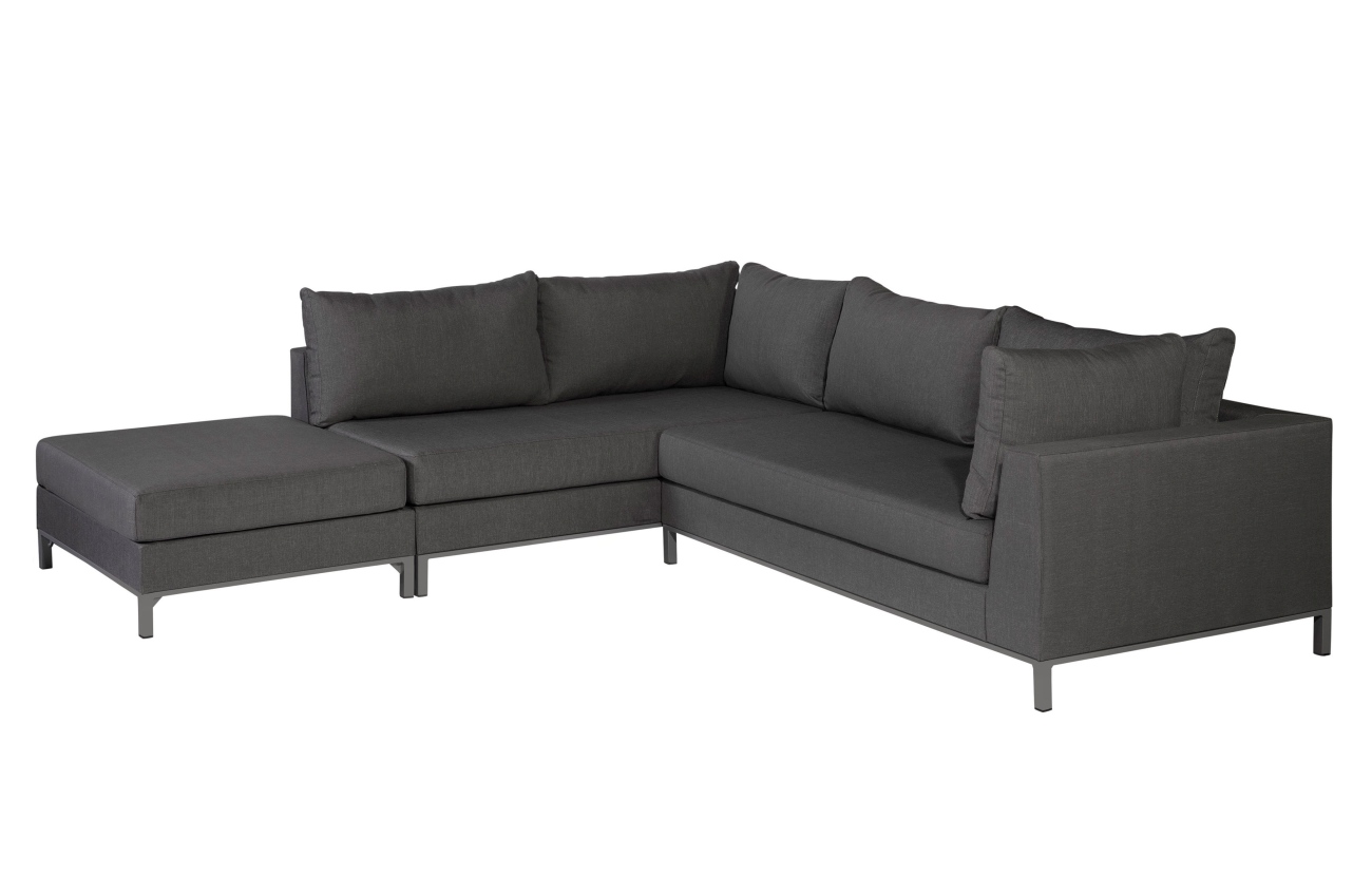 Gartenecksofa Sicilie mit Kissen Links, Dunkelgrau