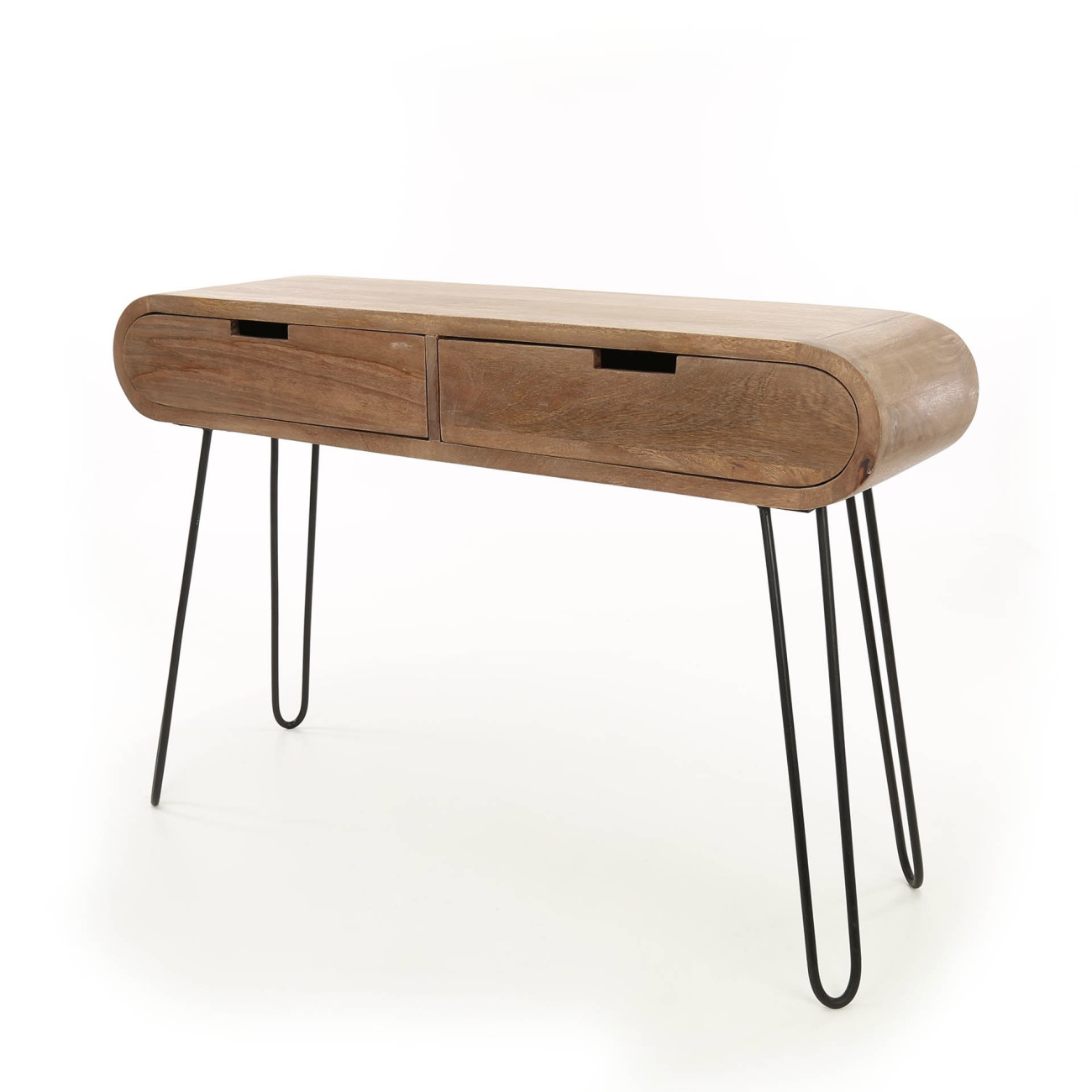 Konsole / Schminktisch Kavay - Mangoholz Braun, 120 cm, 2 Schubladen