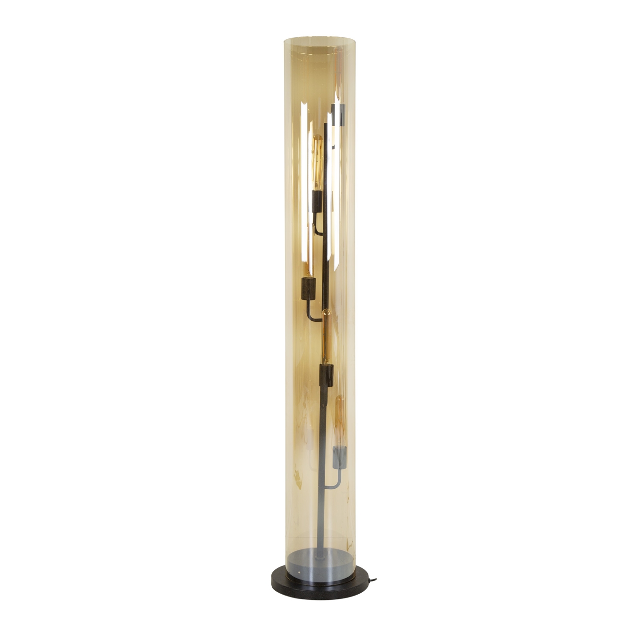 Stehleuchte Mnara, 5-flammig - Glasrohr, Bernstein, Ø 20 cm, inkl. LED
