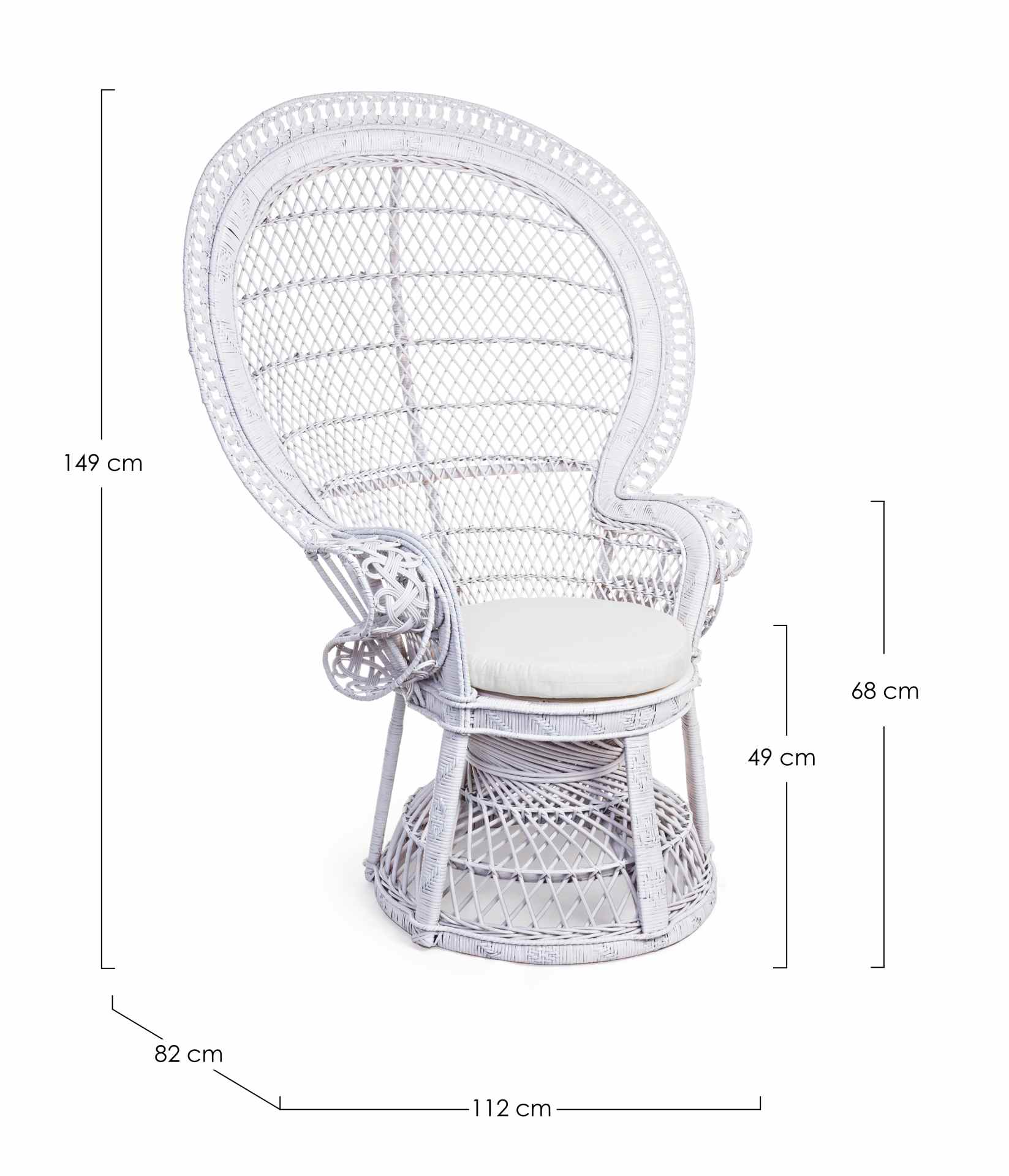 Sessel Pavone aus Rattan, Weiß