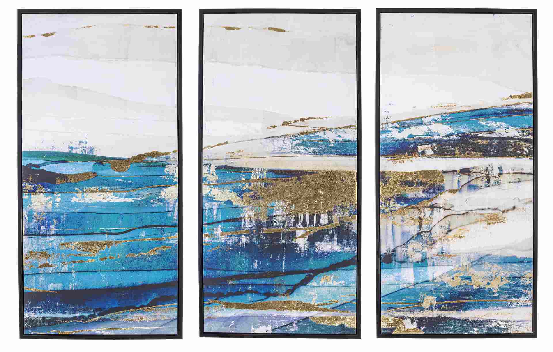 Gemälde Blue Sea 3er-Set, 40x80 cm