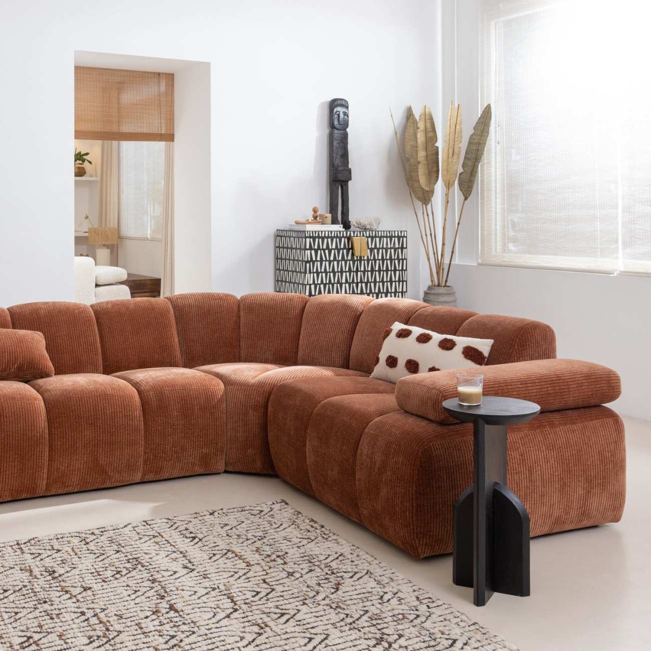 Modulsofa Mojo Flachcord 1er Arm-Rechts, Rostbraun