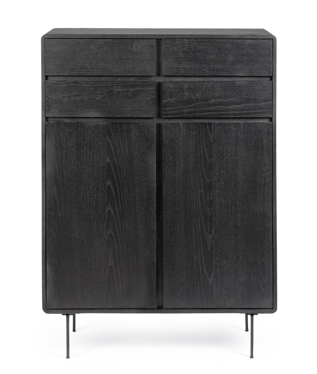 Highboard Widald aus Eschenholz, Schwarz