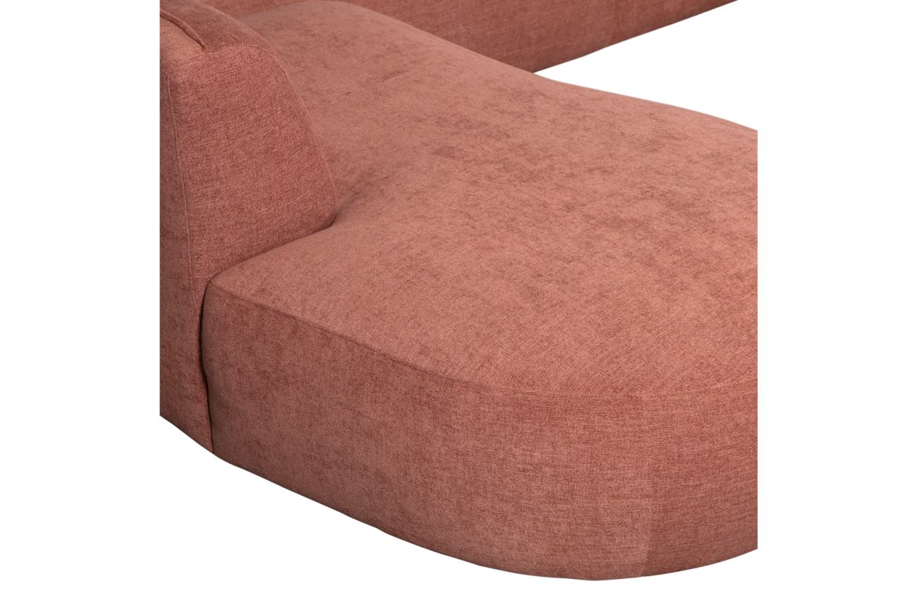 Sofa Polly U-Form aus Webstoff Links, Rosa