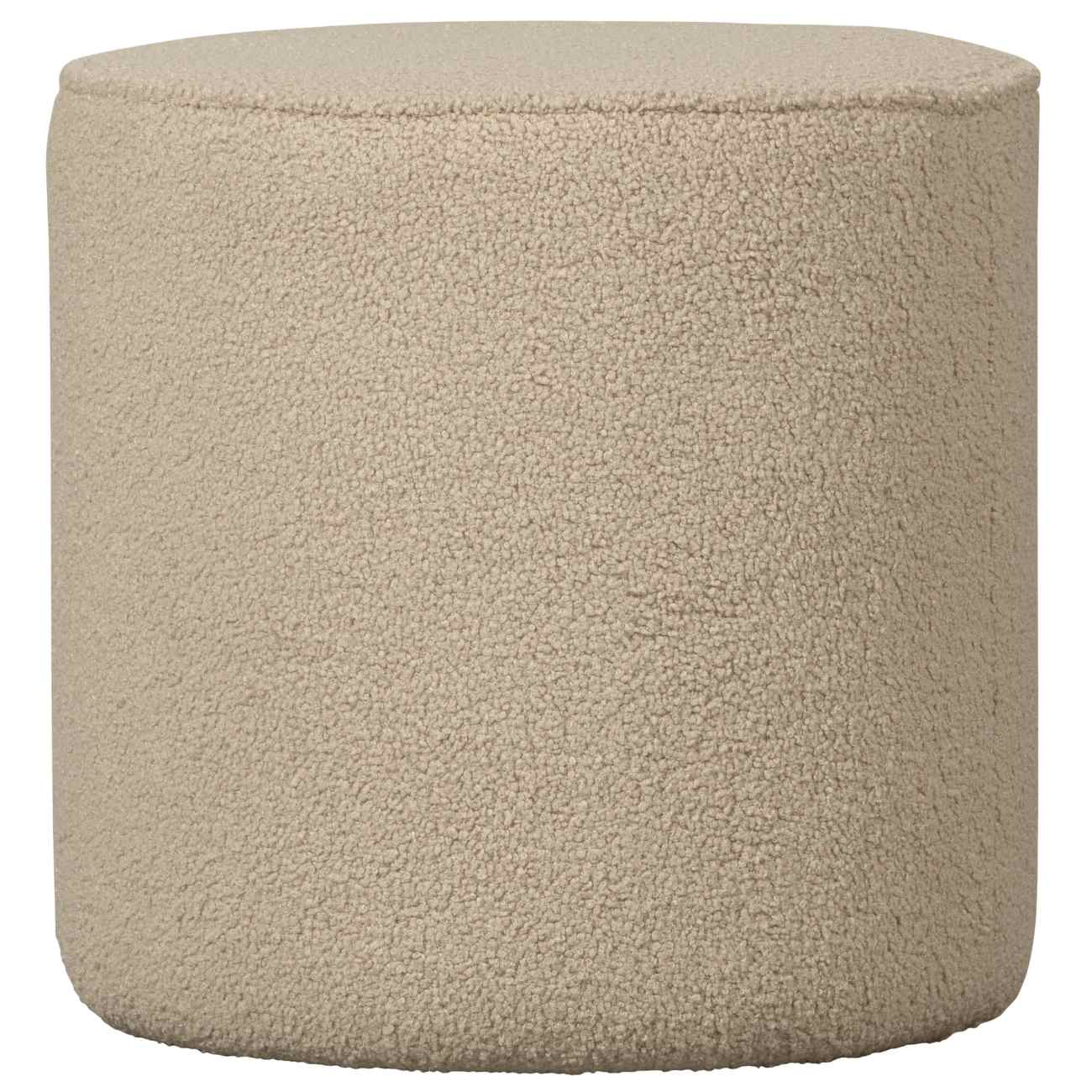 Hocker Sara aus Teddystoff Sand, Ø 46 cm