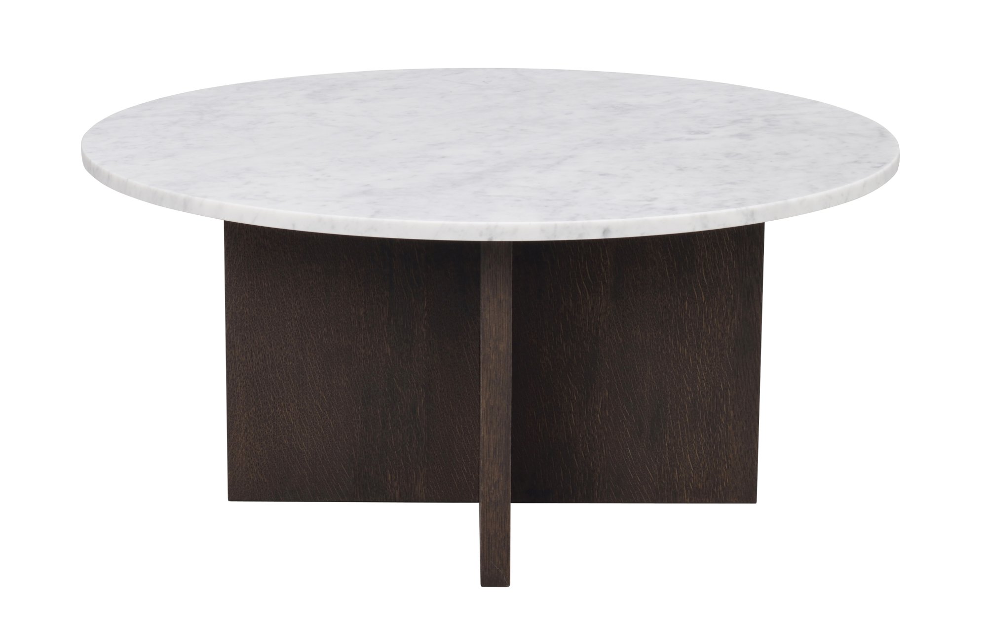 Edles Möbelstück: Couchtisch Brooksville, Marmor Rund 90cm, Weiß / Braun für stilvolle Einrichtung.