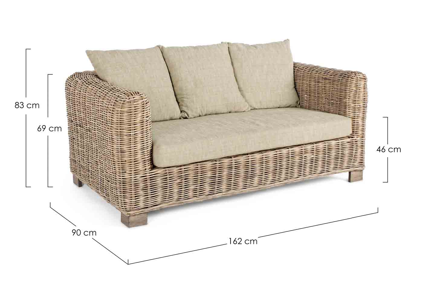 Rattansofa Fortaleza, 2 Sitzer