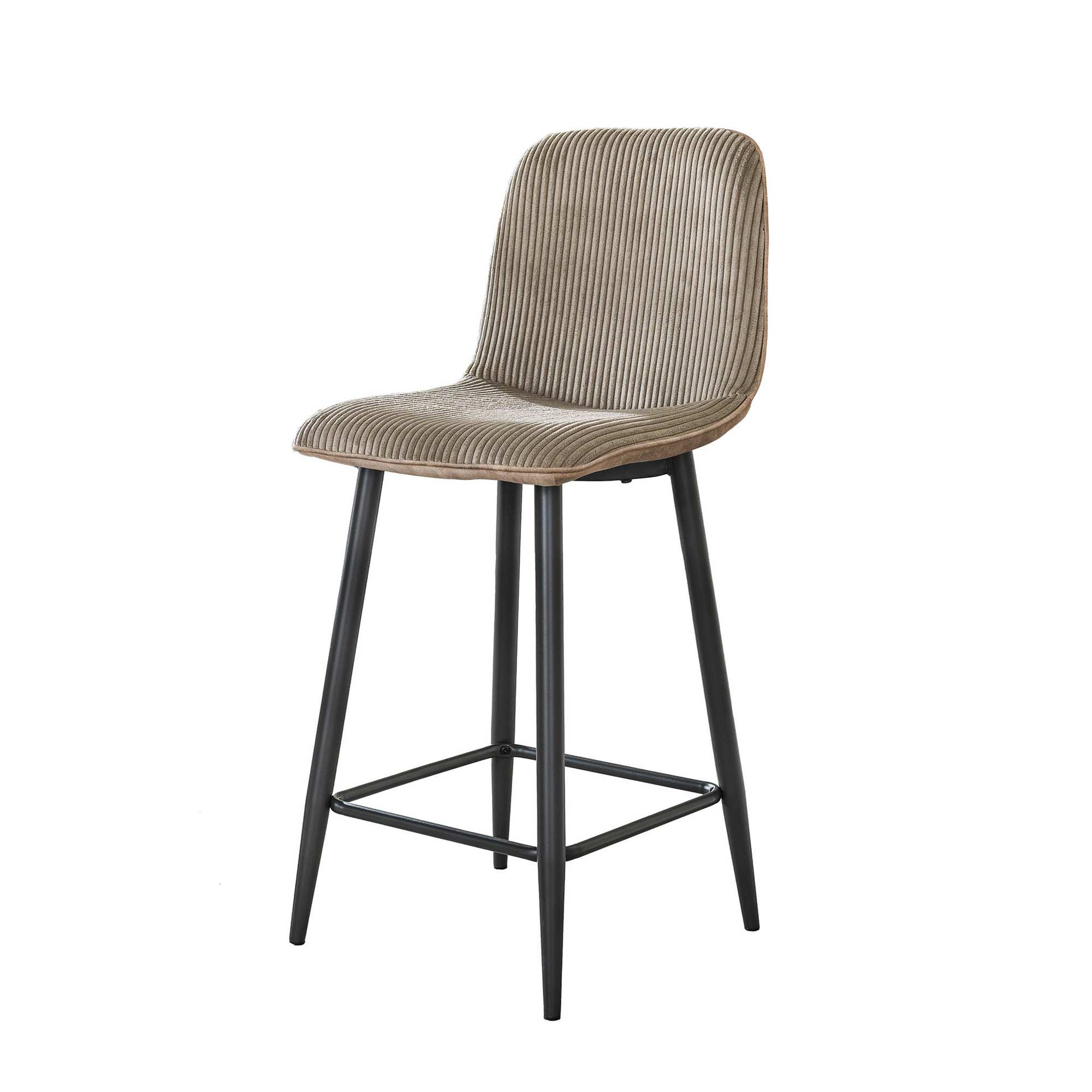 2er-Set Barhocker Balurne mit Lehne - Cord-Bezug, Sand