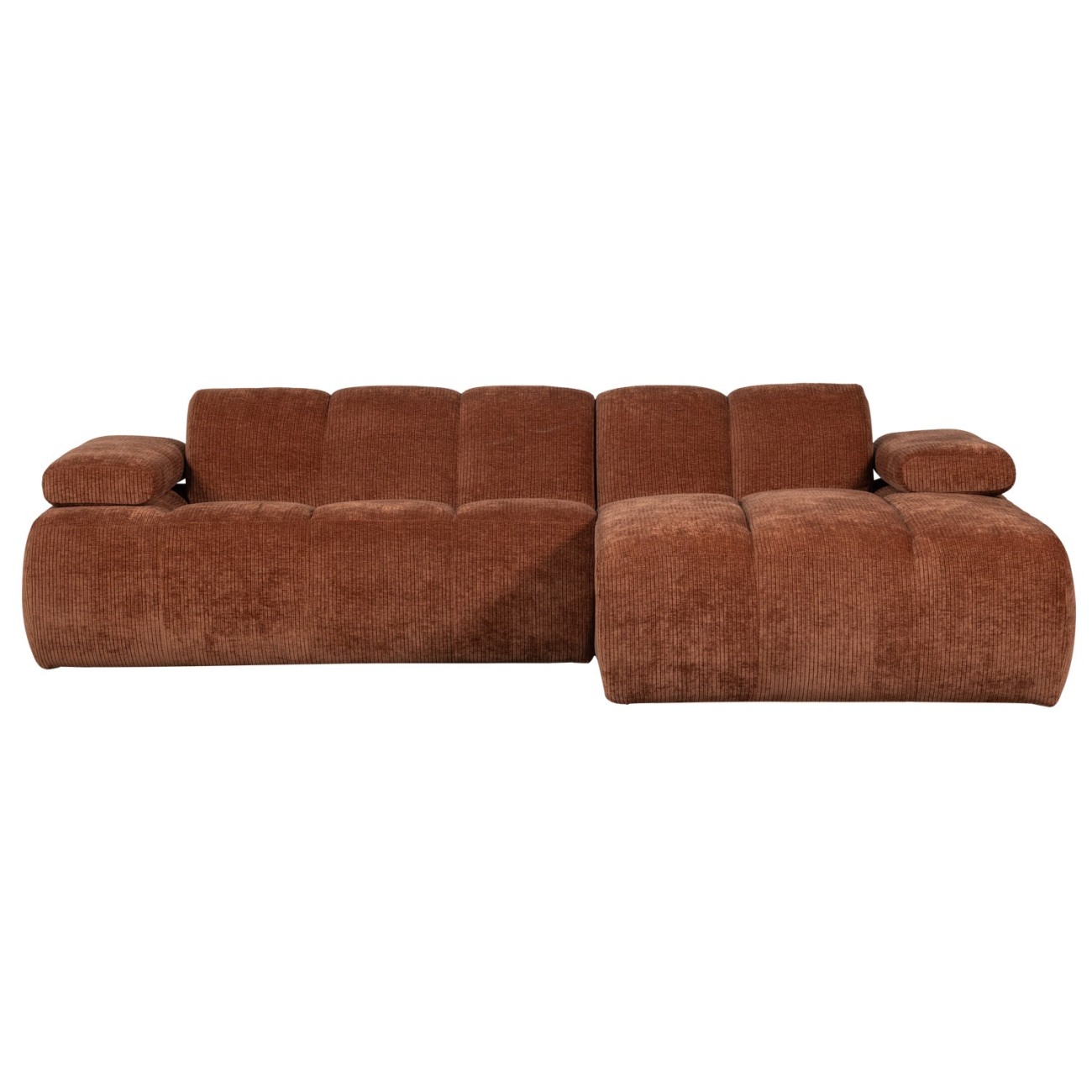 Chaiselongue Mojo aus Flachcord Rechts, Rostbraun