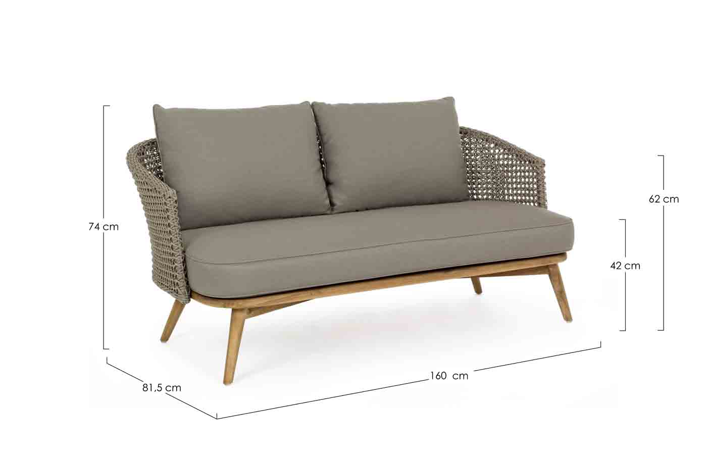 2,5 Sitzer Sofa Ninfa inkl. Kissen, Grau