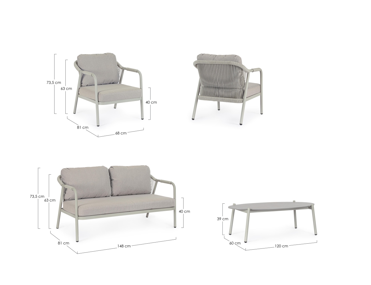Garten-Set Miravet 4er Gruppe, Saturn / Saturn