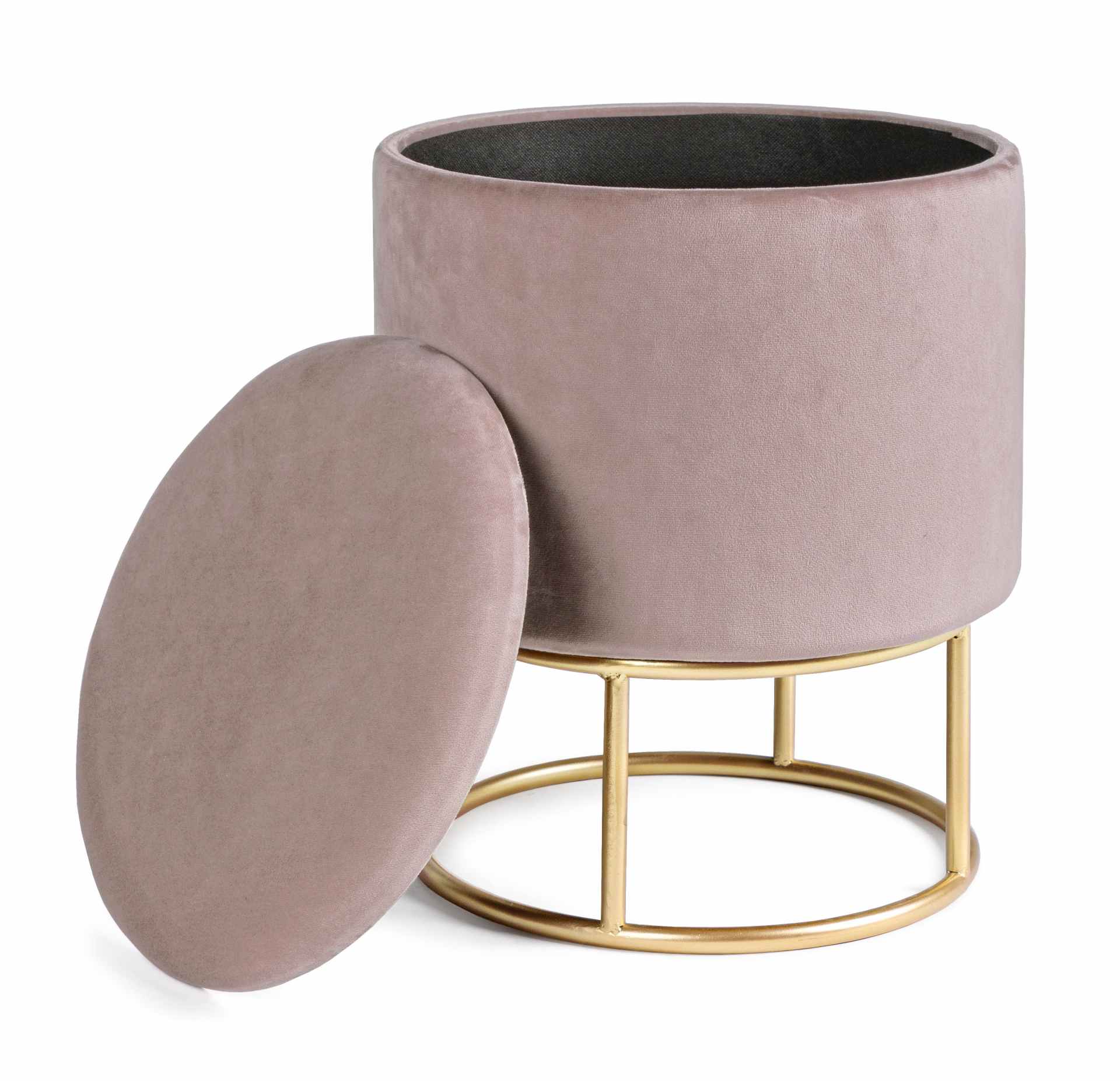 Hocker Polina in Samt-Optik, Rosa