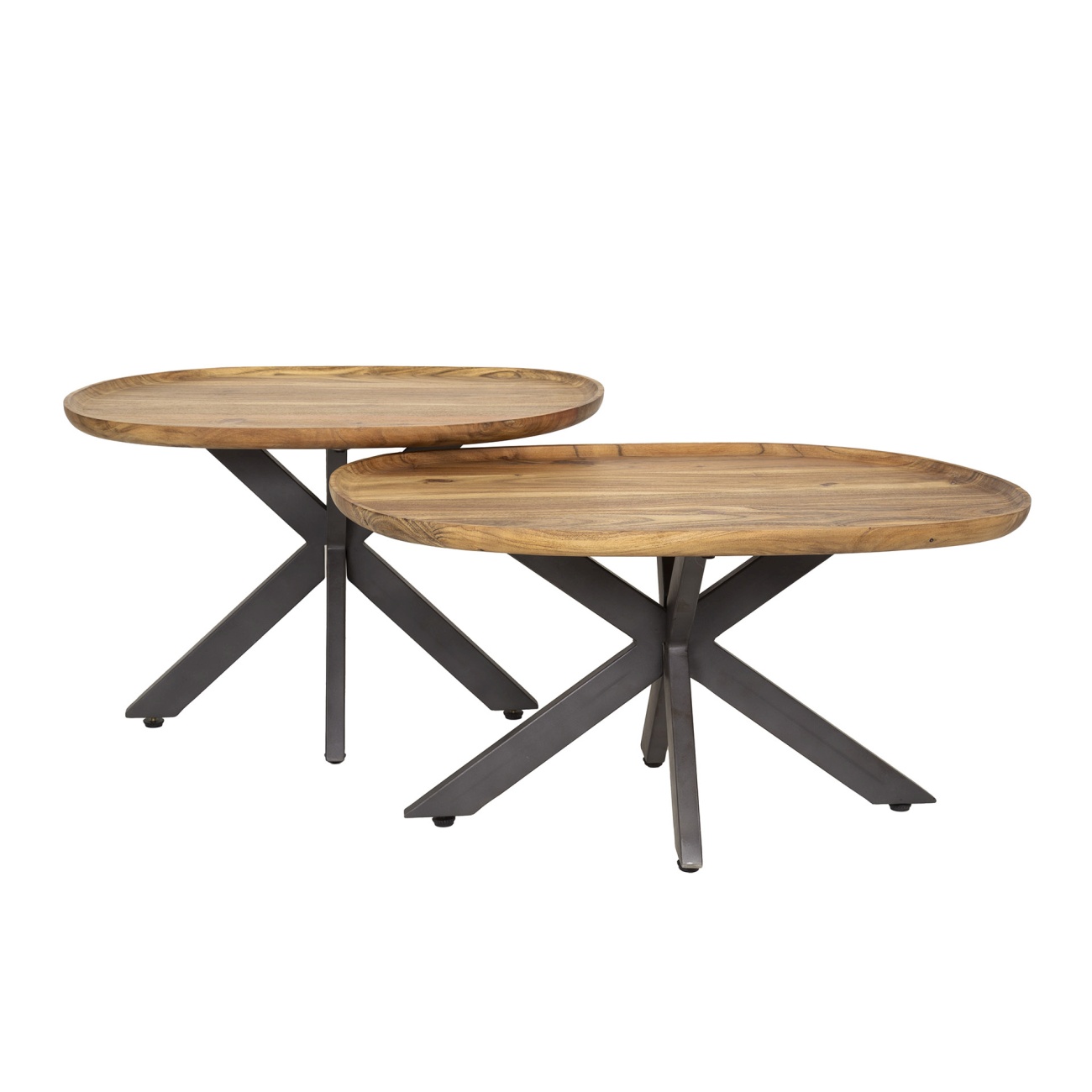2er-Set Couchtisch Arapinne - Akazienholz massiv Natur