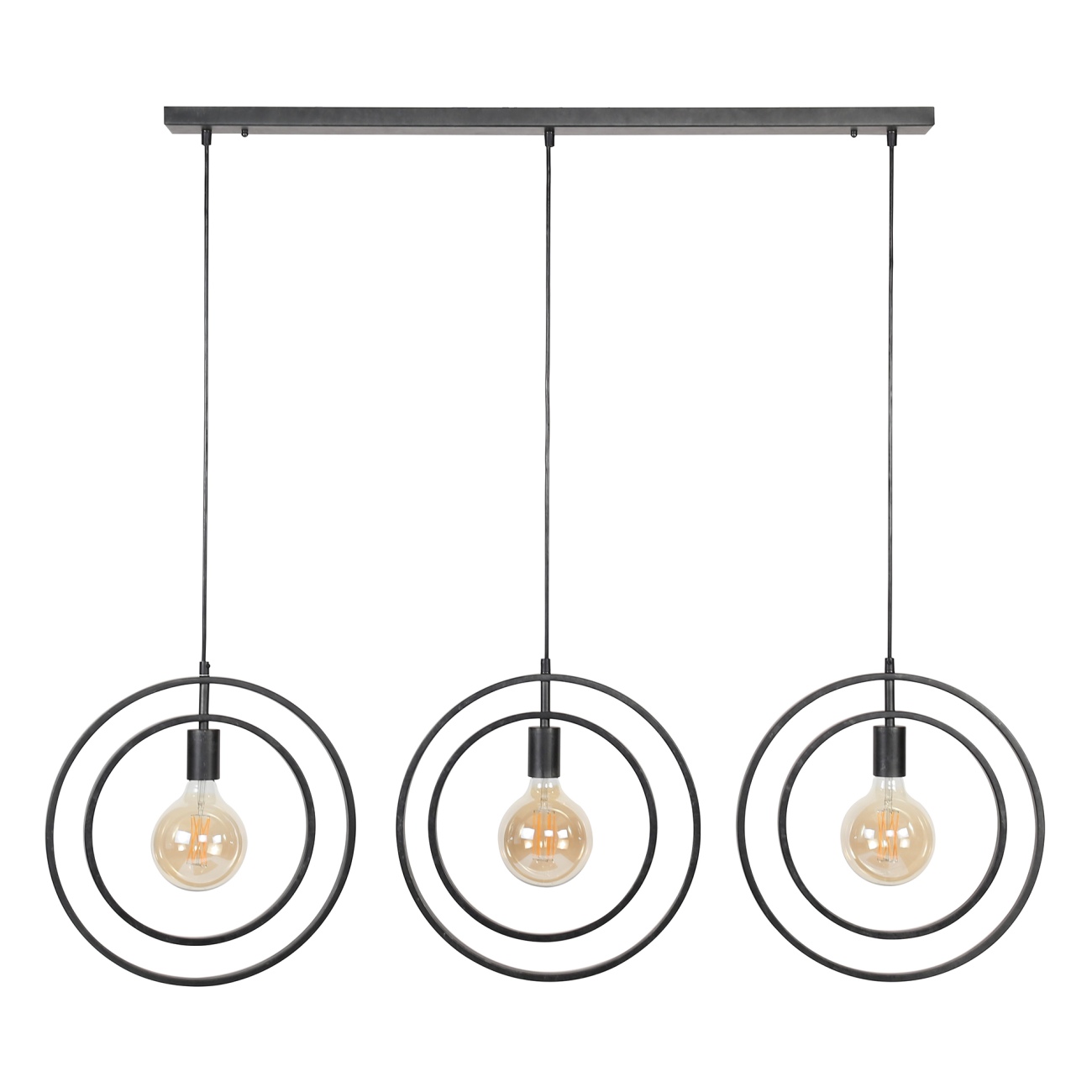 Hängeleuchte Orbit, 3-flammig - Metallringe Anthrazit, Ø 40 cm, LED