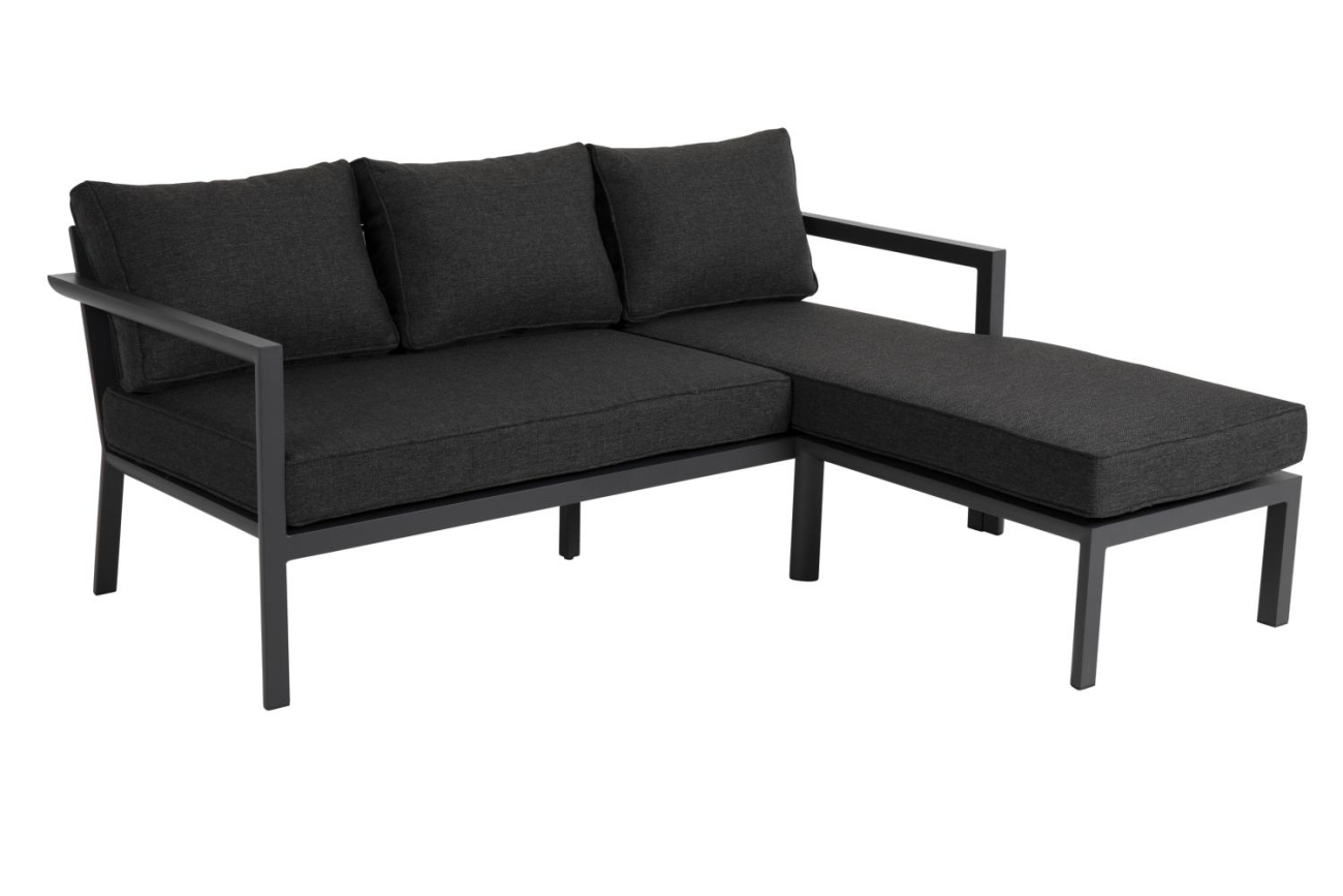 Gartenecksofa Delia mit Kissen, Anthrazit