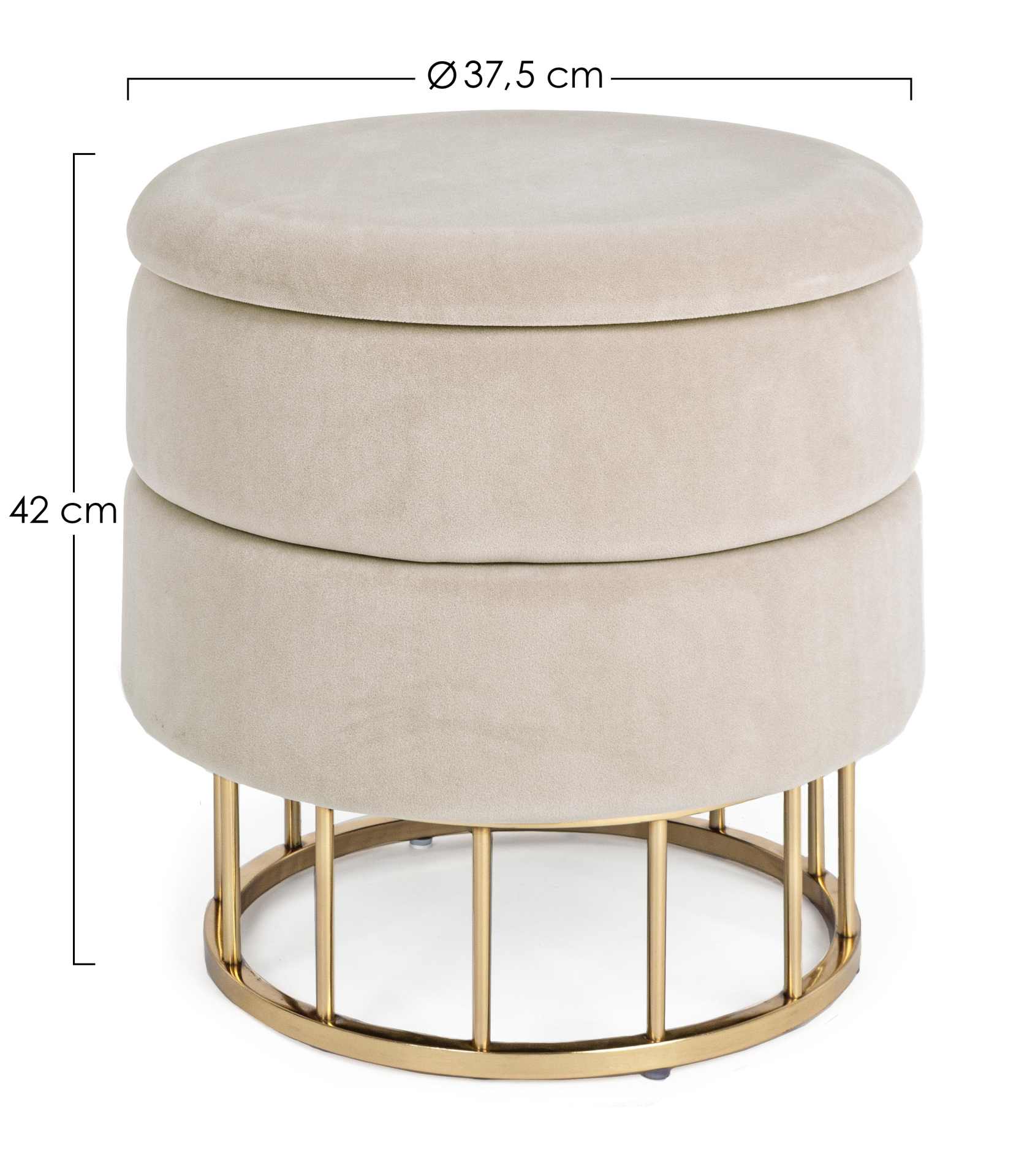 Hocker Pavlina in Samt-Optik, Beige