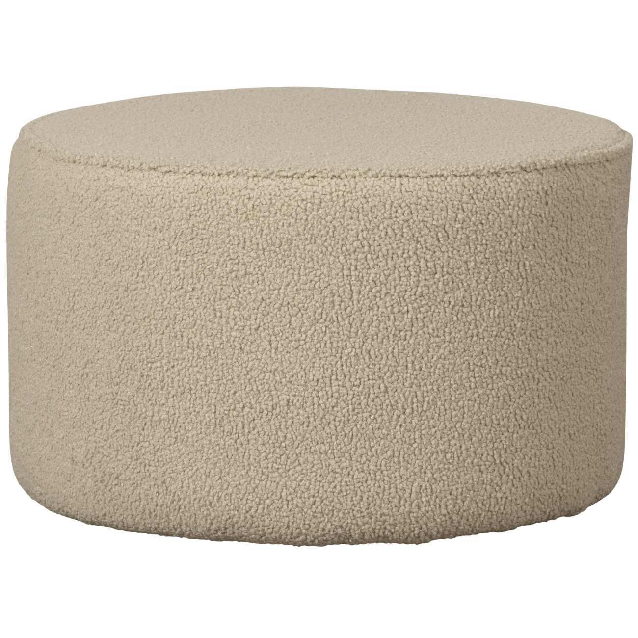 Hocker Sara aus Teddystoff Sand, Ø 60 cm