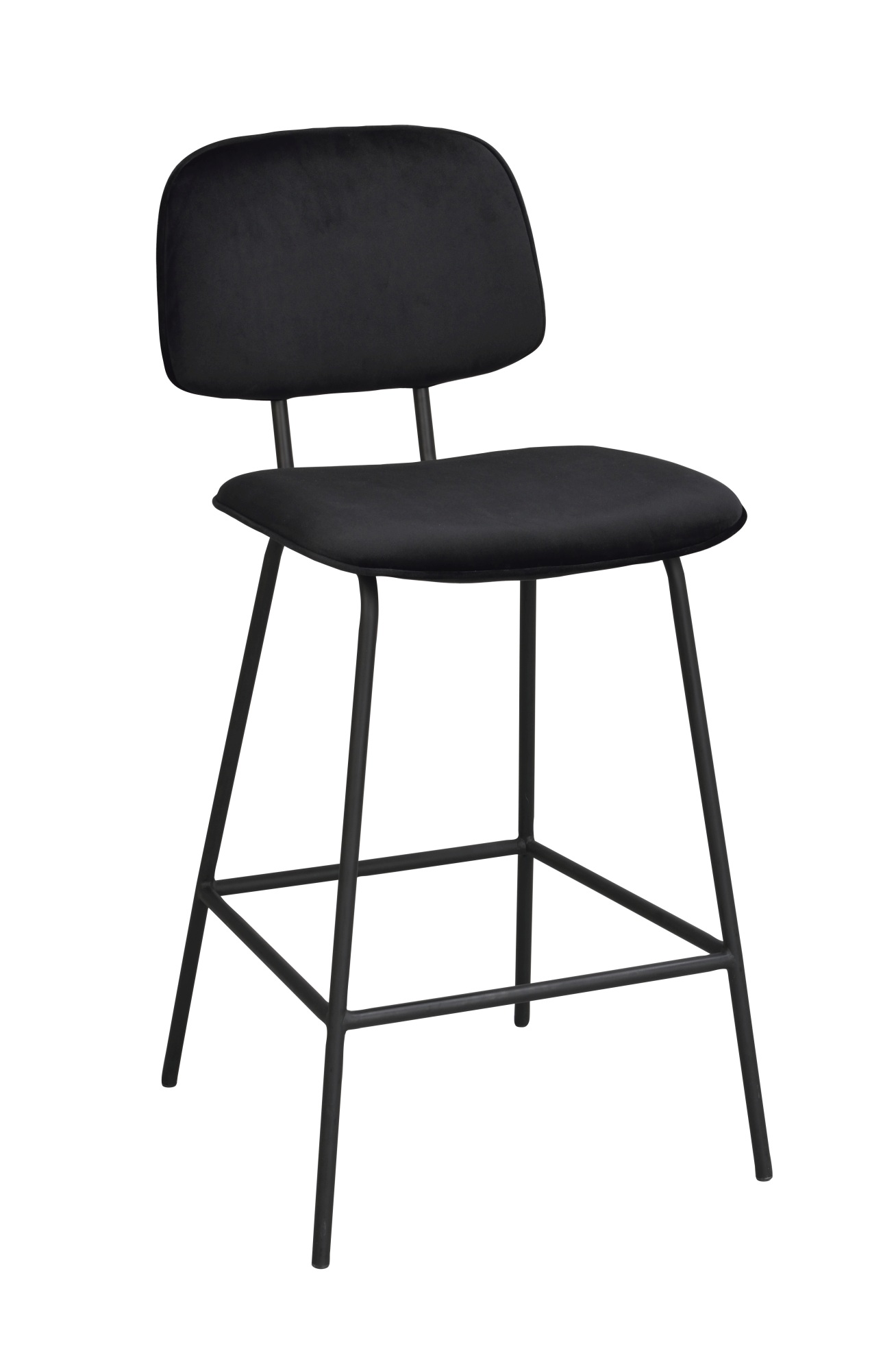 Barhocker Bryan 2er Set, Samt Schwarz