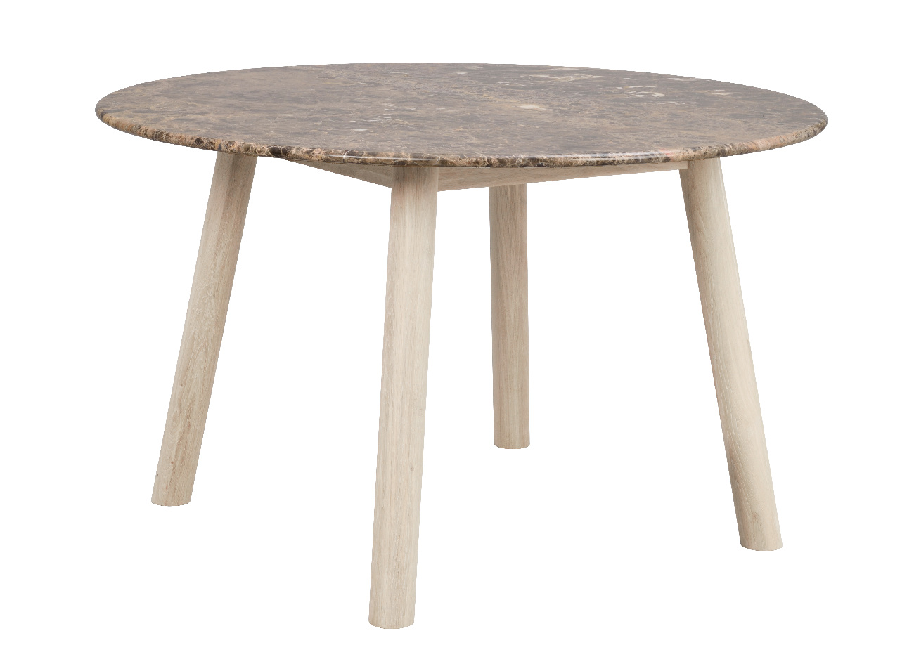 Esstisch Taransay Rund 125cm, Marmor Braun, Eiche Hell