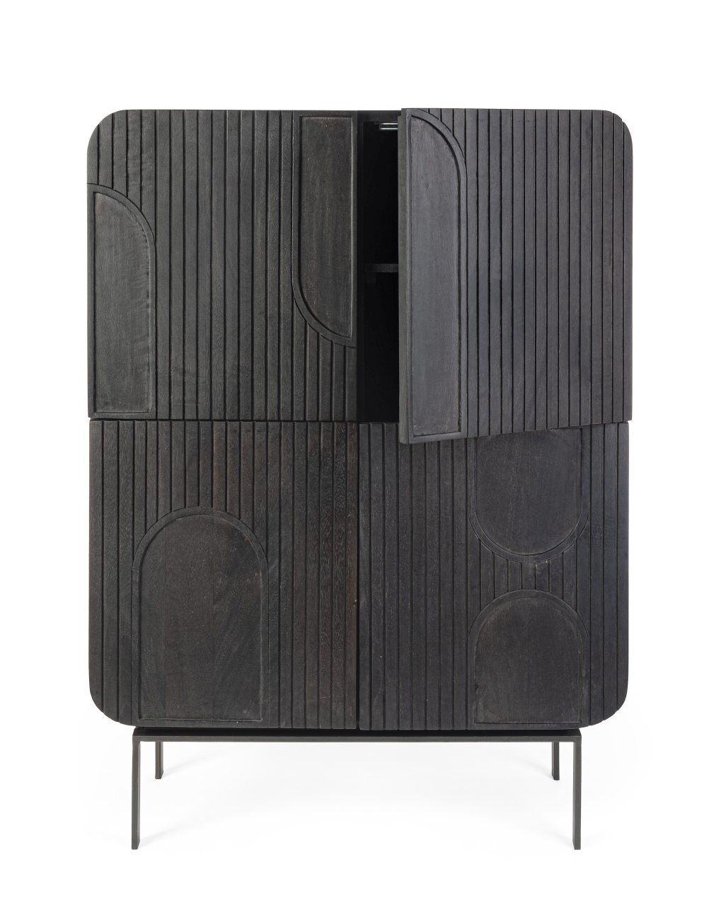 Highboard Orissa aus Mangoholz, Schwarz