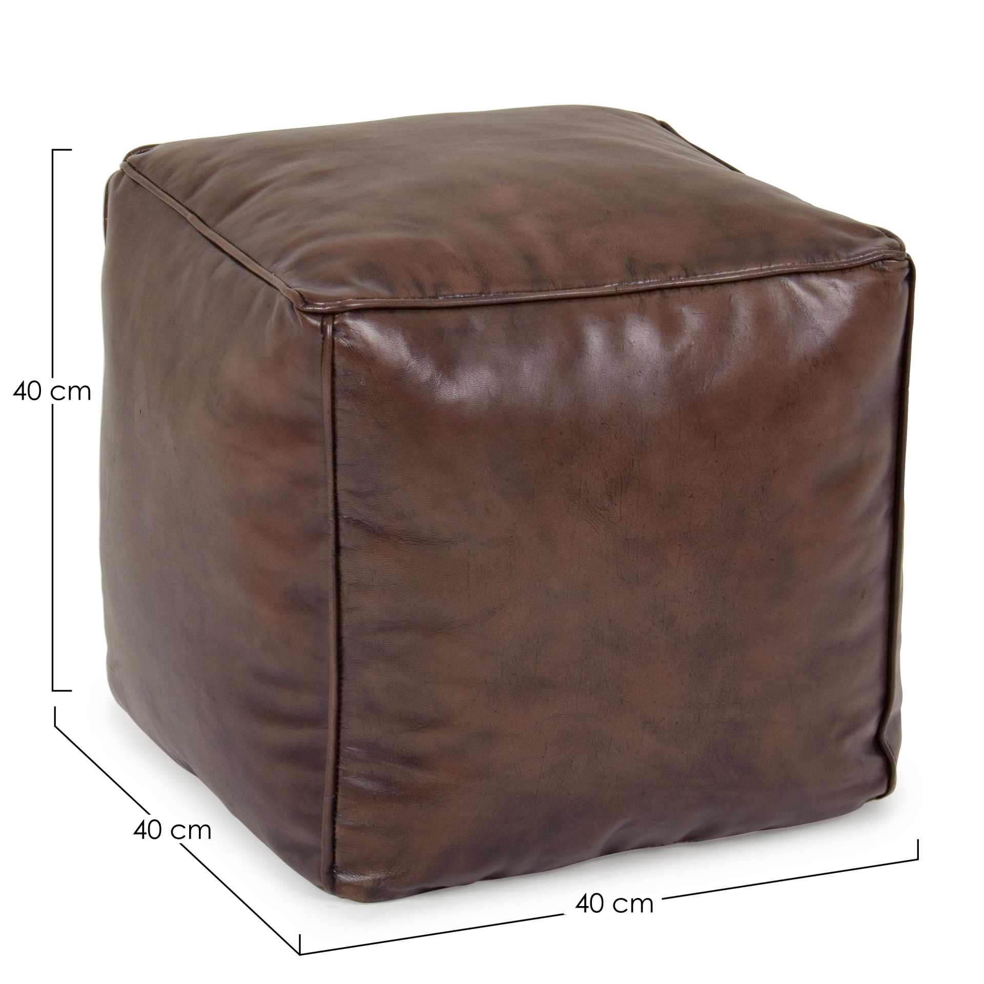 Pouf Mendez aus Leder, Braun