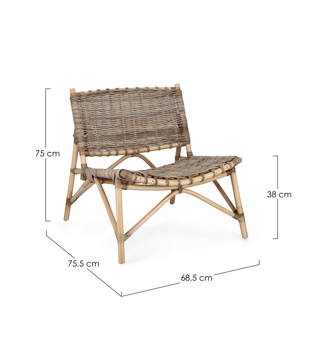 Sessel Tarifa aus Rattan, Natur