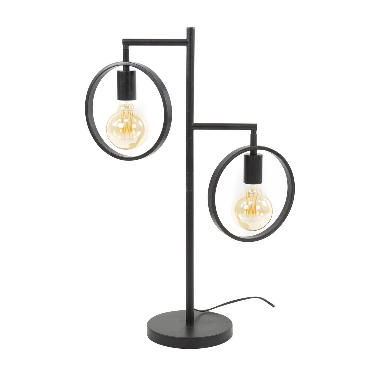 Tischleuchte Olimpia mit LED, 2-flammig - Metall in Anthrazit, Ø 22 cm