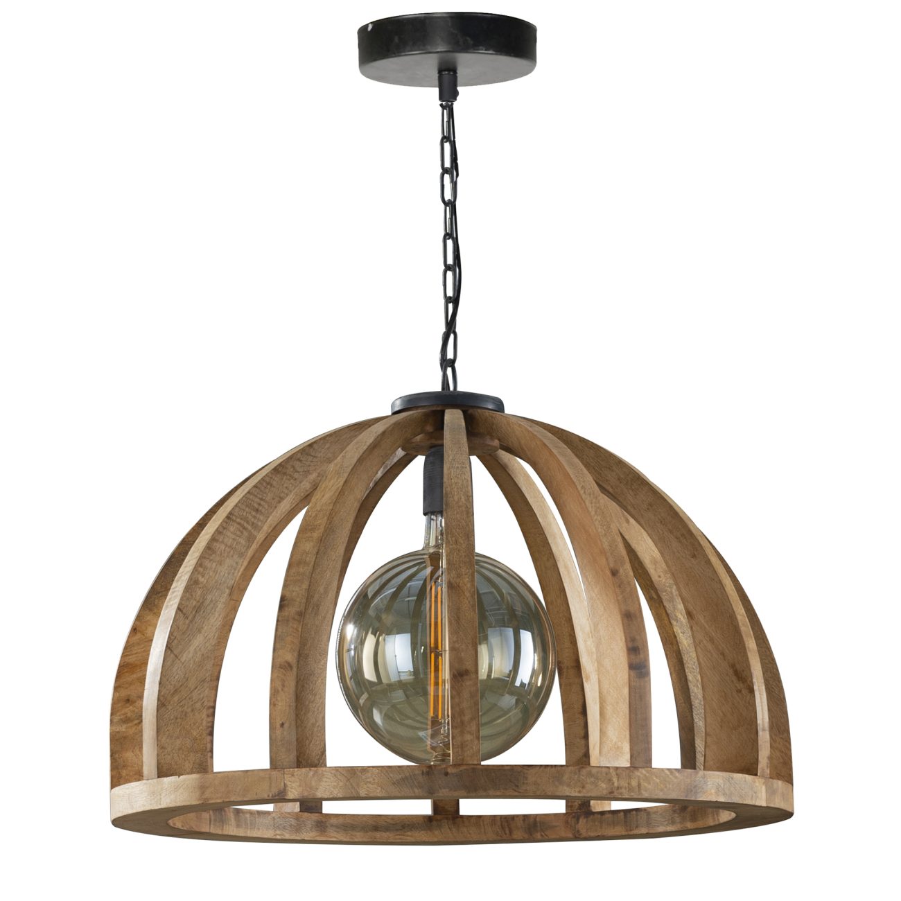 Hängeleuchte Earth Crown - Mango massiv Natur, Ø 60 cm, inkl. LED
