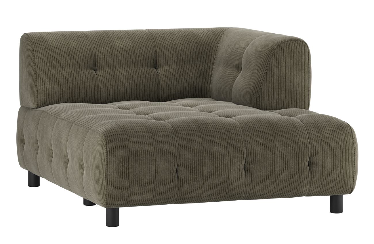 Modulsofa Louis Chaiselongue aus Rippstoff Rechts, Grün