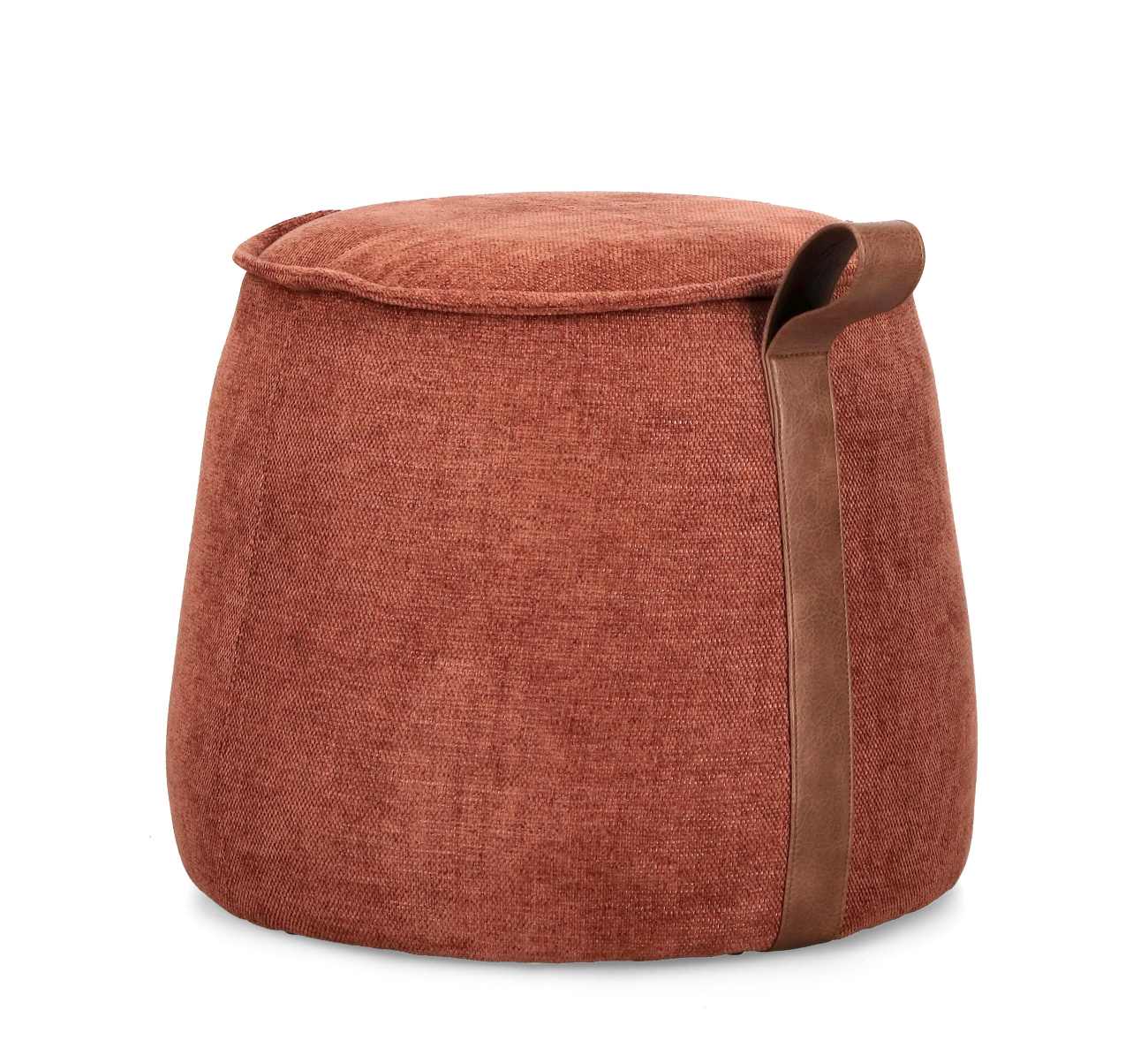 Pouf Anila aus Chenille-Stoff, Ginger