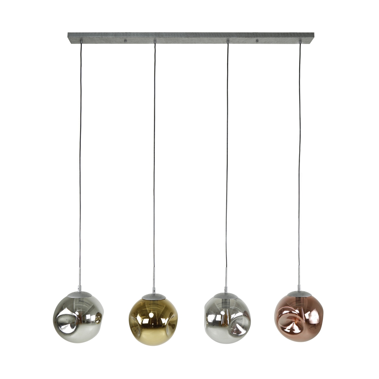 Hängeleuchte Atomoira, 4-flammig - Gold-, Kupfer-, Chromglas, mit LED Hängeleuchte Atomoira, 4-flammig - Gold-, Kupfer-, Chromglas, mit LED