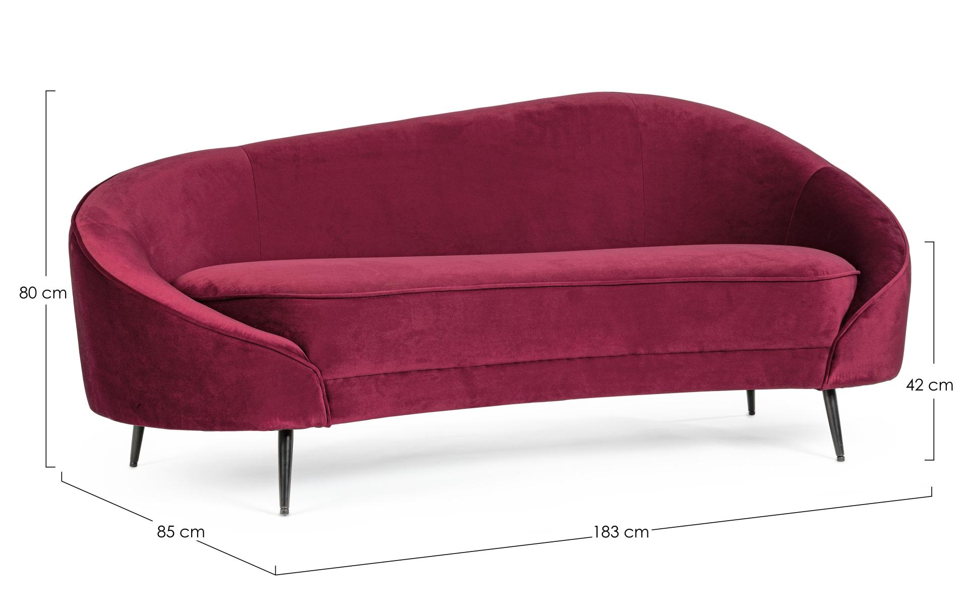 2-Sitzer Sofa Seraphin in Samt-Optik, Rot