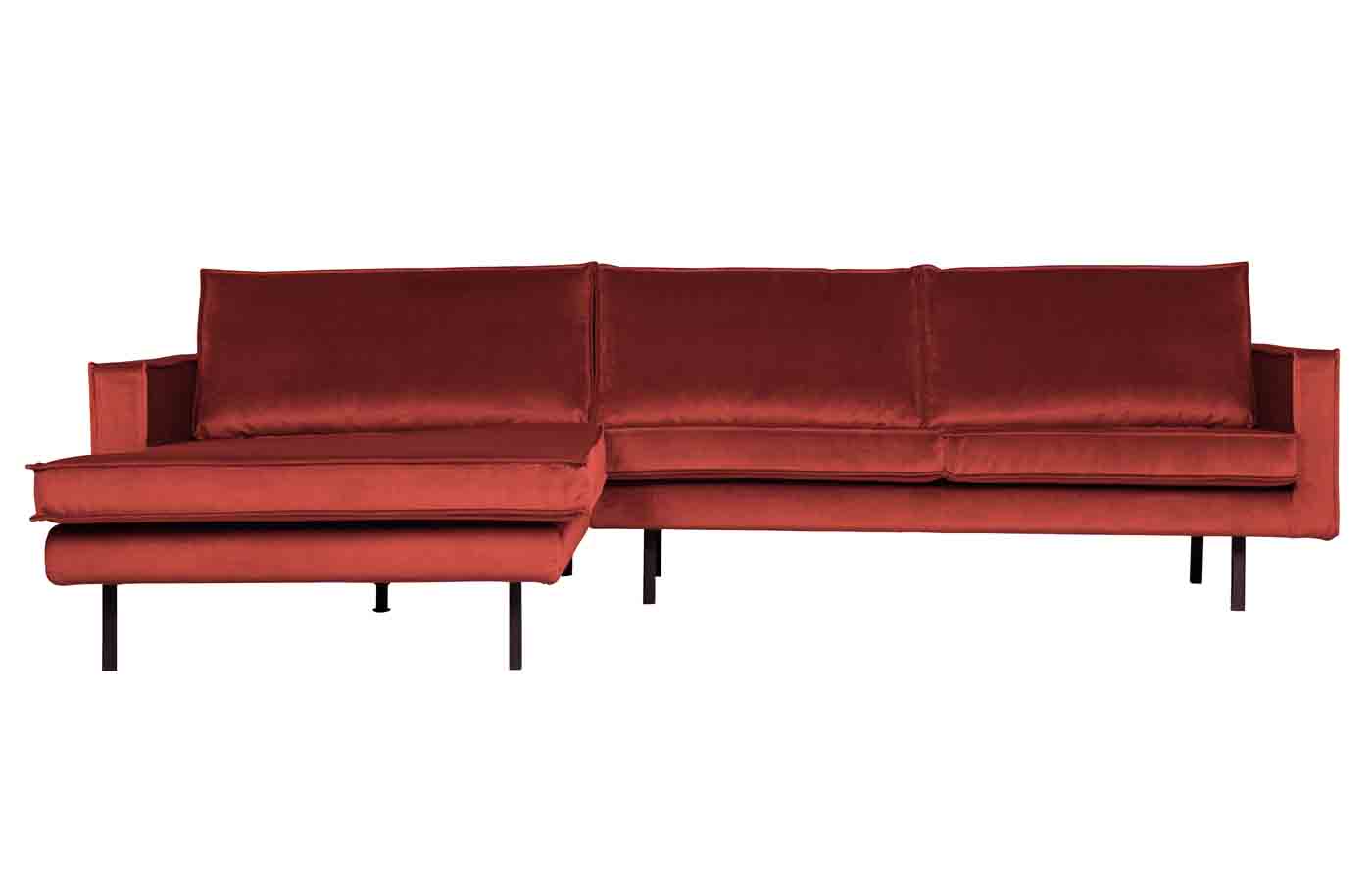 Ecksofa Rodeo Chaiselongue Samt, links Rot