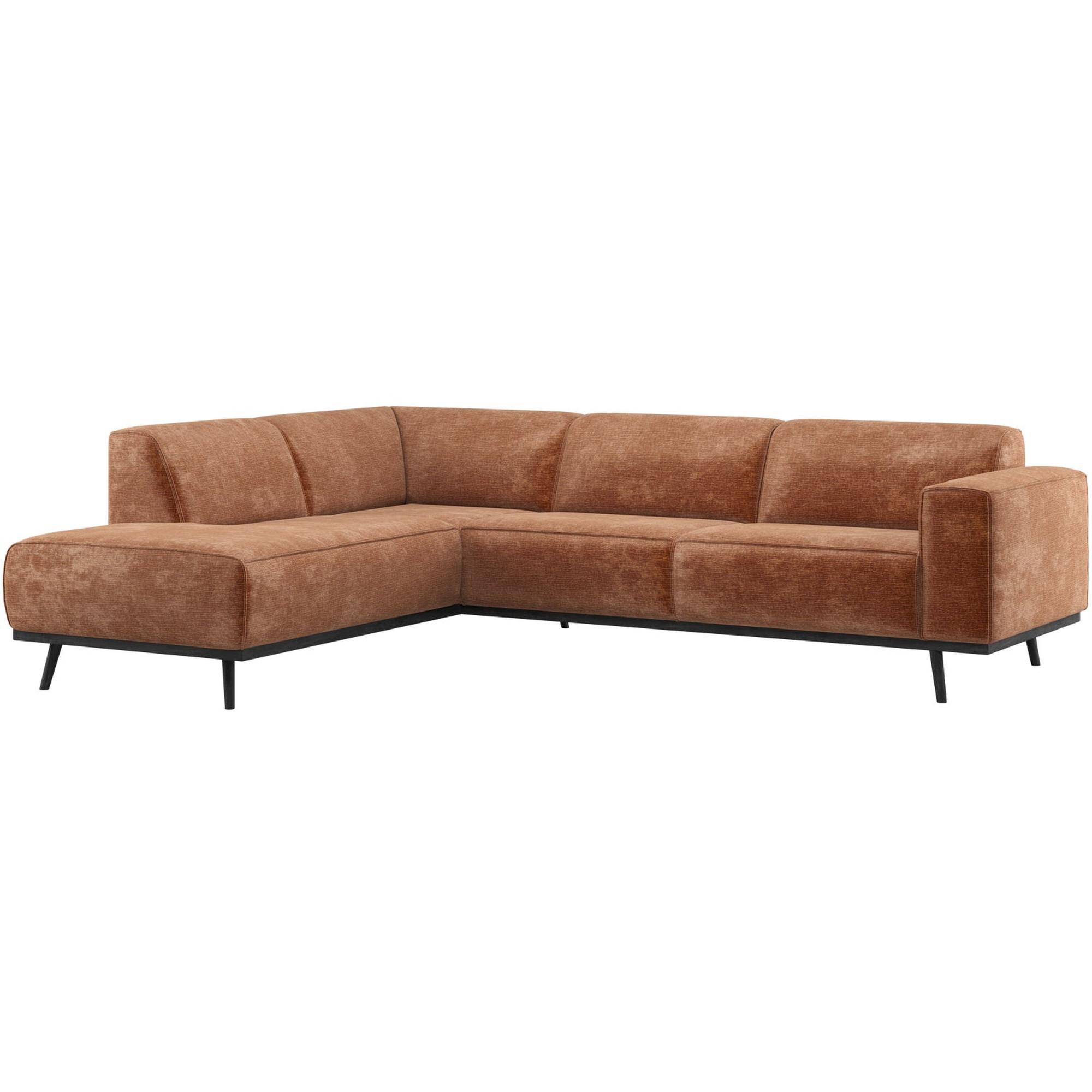 Ecksofa Statement Links - Chenille-Samt, Terra