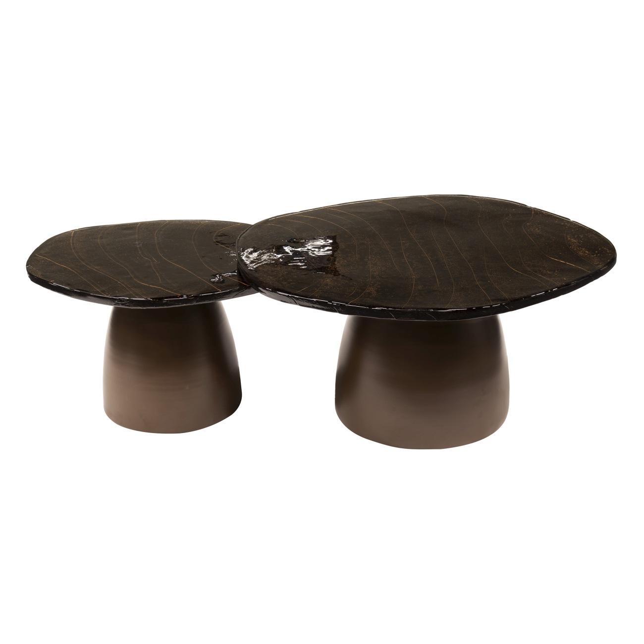 2er-Set Couchtisch Klidun Cone - Glas & Metall, Antikkupfer